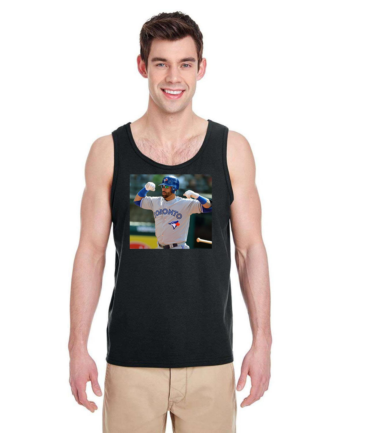 2012 Jose Bautista Road Uniform Toronto Blue Jays Photo Baseball Logo Symbol Emblem Customized Design on Unisex Tank Top