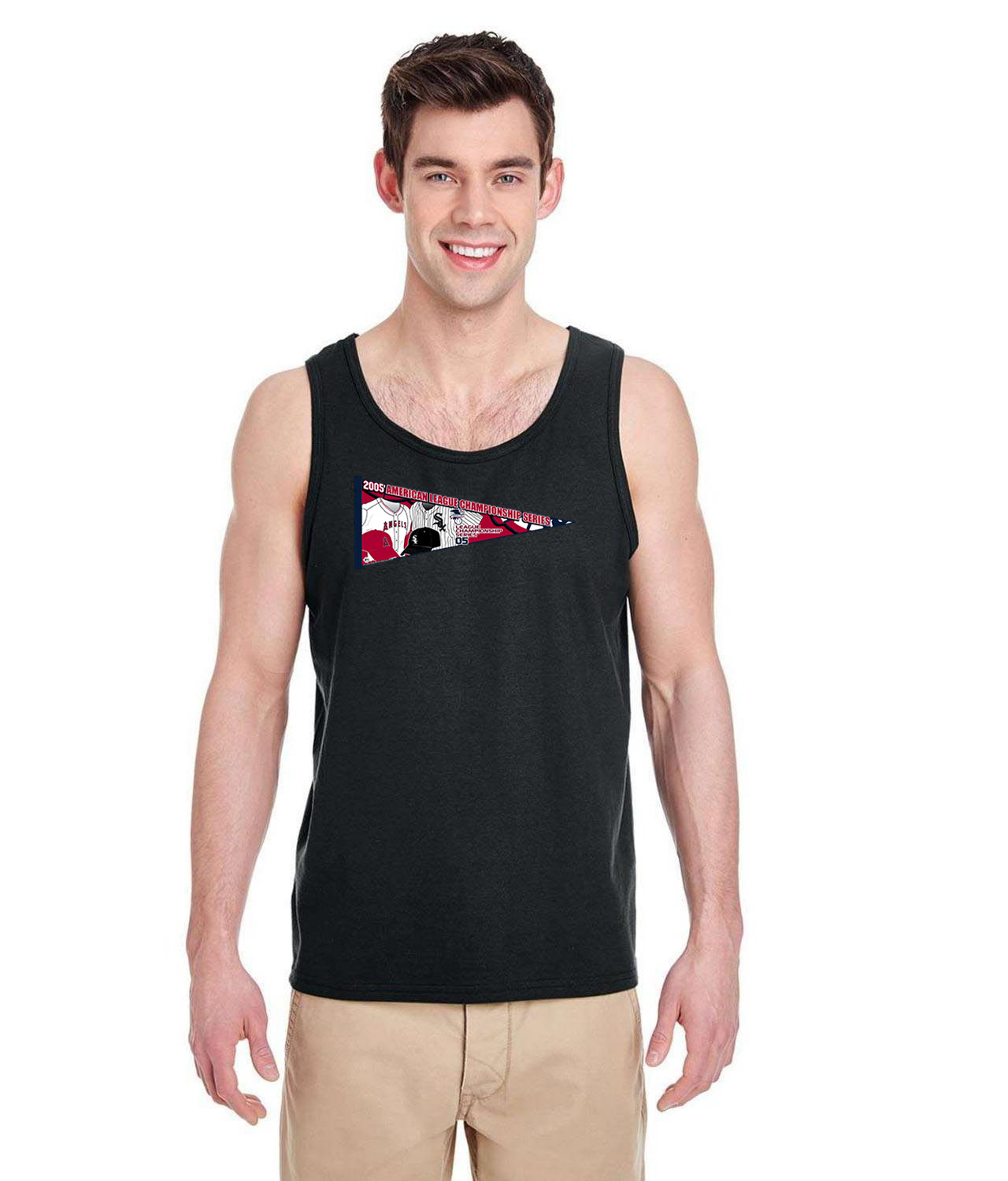 ALCS 2005 ALCS Chicago White Sox Vs. Los Angeles Angels Of Anaheim Baseball Logo Symbol Emblem Customized Design on Unisex Tank Top