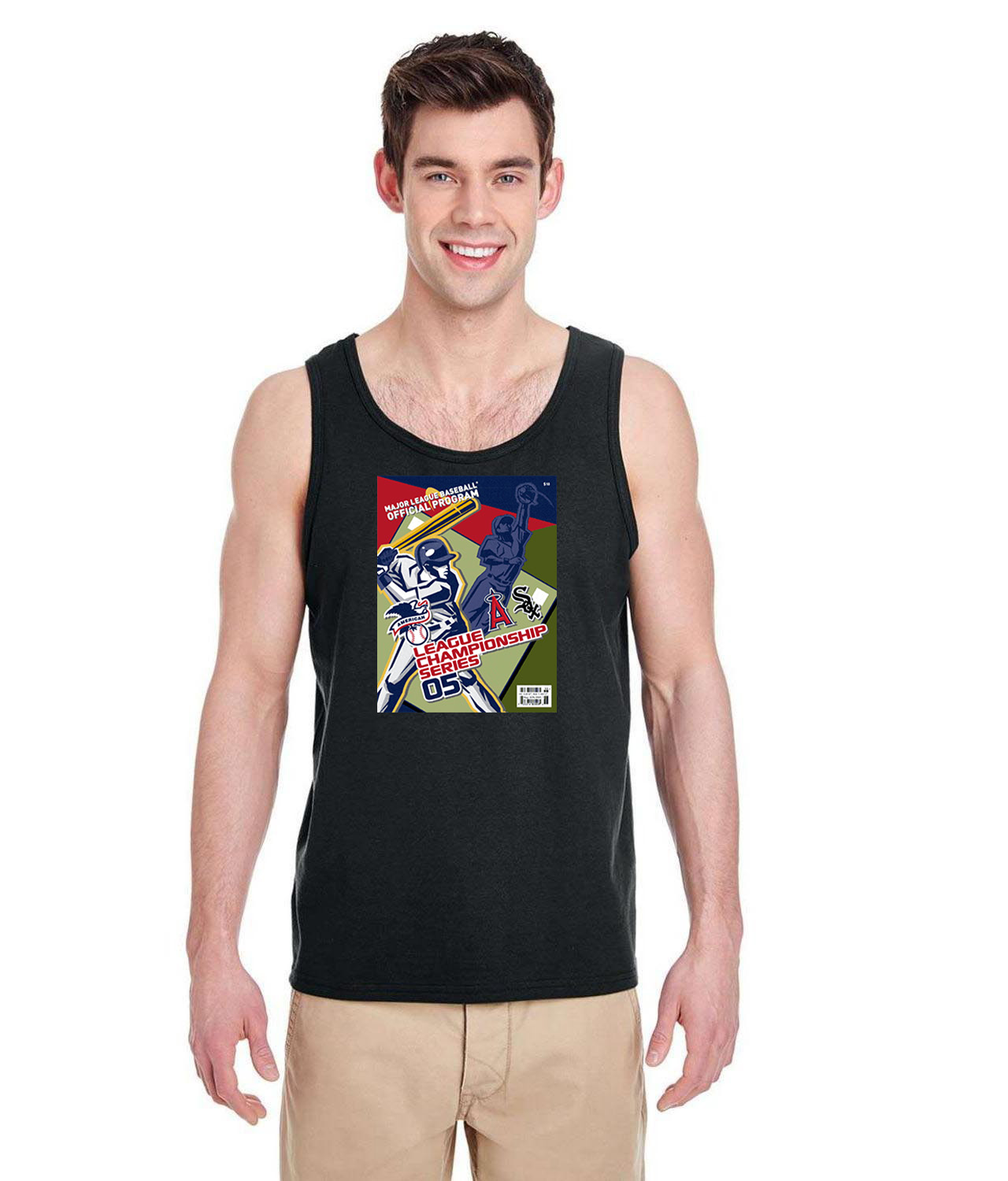 ALCS 2005 Program - Chicago White Sox vs Los Angeles Angels Baseball Logo Symbol Emblem Customized Design on Unisex Tank Top