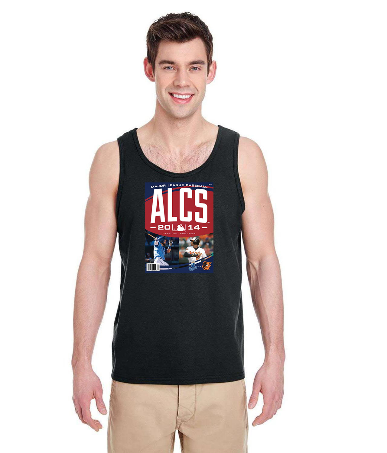 2014 ALCS Program Cover - Kansas City Royals Vs Baltimore Orioles Baseball Logo Symbol Emblem Customized Design on Unisex Tank Top