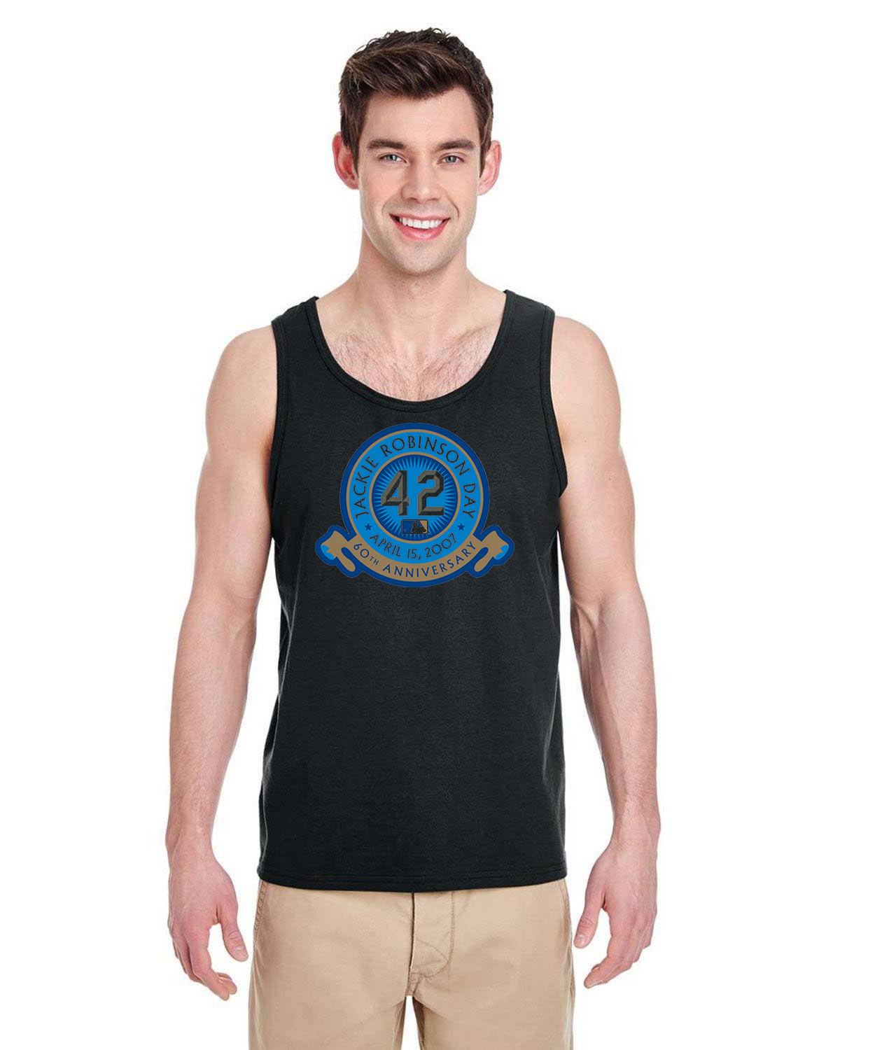 Major League Baseball Jackie Robinson Day 60th Anniversary 2007 Logo Symbol Emblem Customized Design on Unisex Tank Top