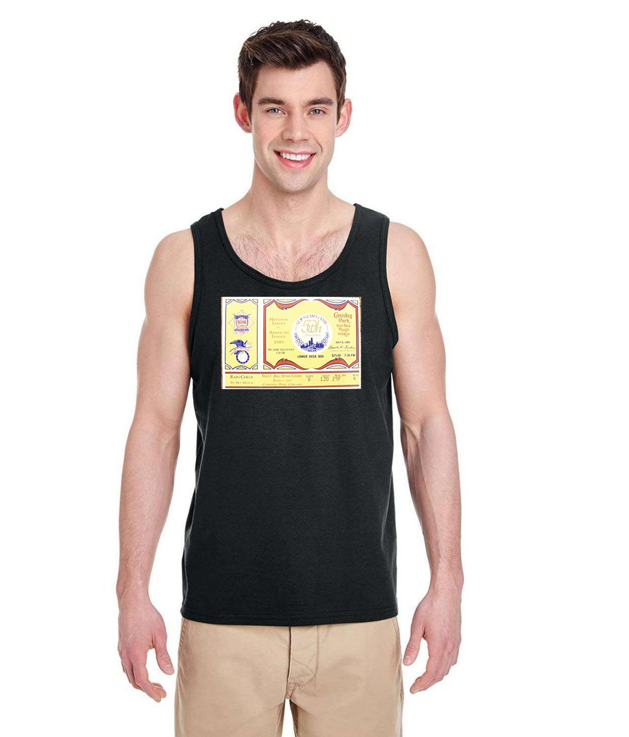 1983 MLB All-Star Game Ticket Stub Baseball Logo Symbol Emblem Customized Design on Unisex Tank Top