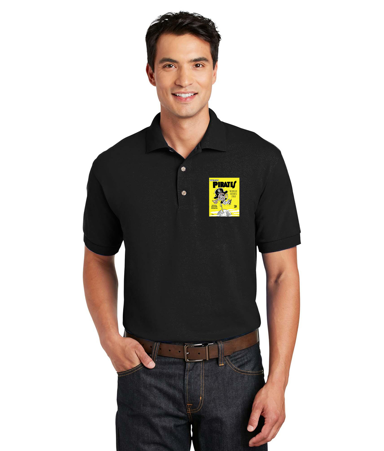 MLB World Series Program 1960-New York Yankees vs. Pittsburgh Pirates Baseball Logo Customized Design on Unisex Sport Knit Jersey Polo T-Shirt
