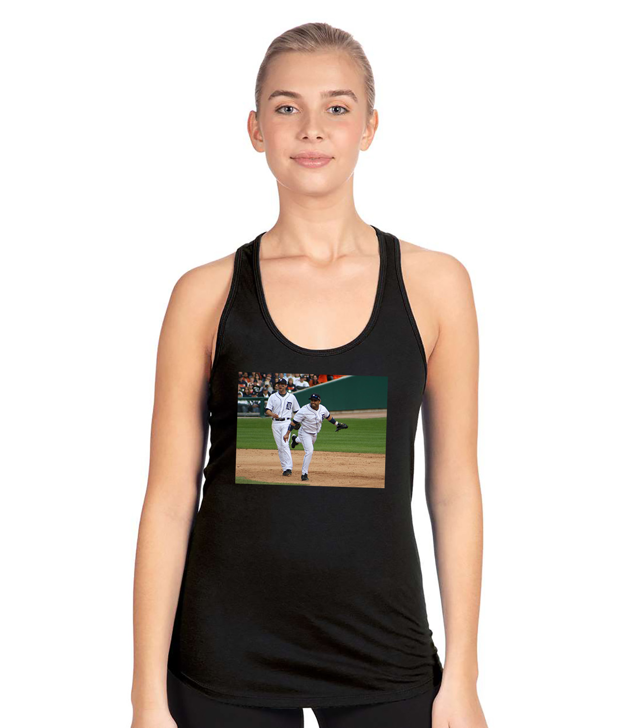 2009 Team Detroit Tigers Photo Baseball Logo Symbol Emblem Customized Design on Women's Racerback Tank Top