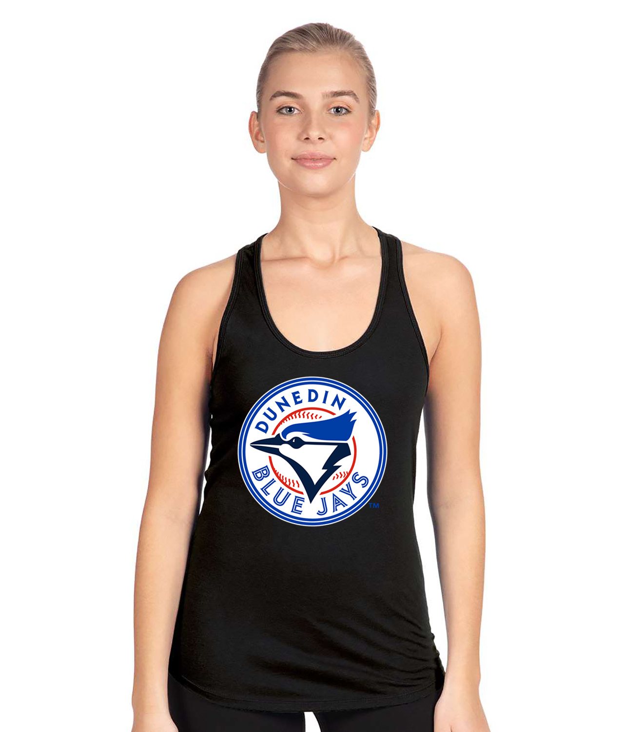 Dunedin Blue Jays Baseball Logo Symbol Emblem Customized Design on Women's Racerback Tank Top