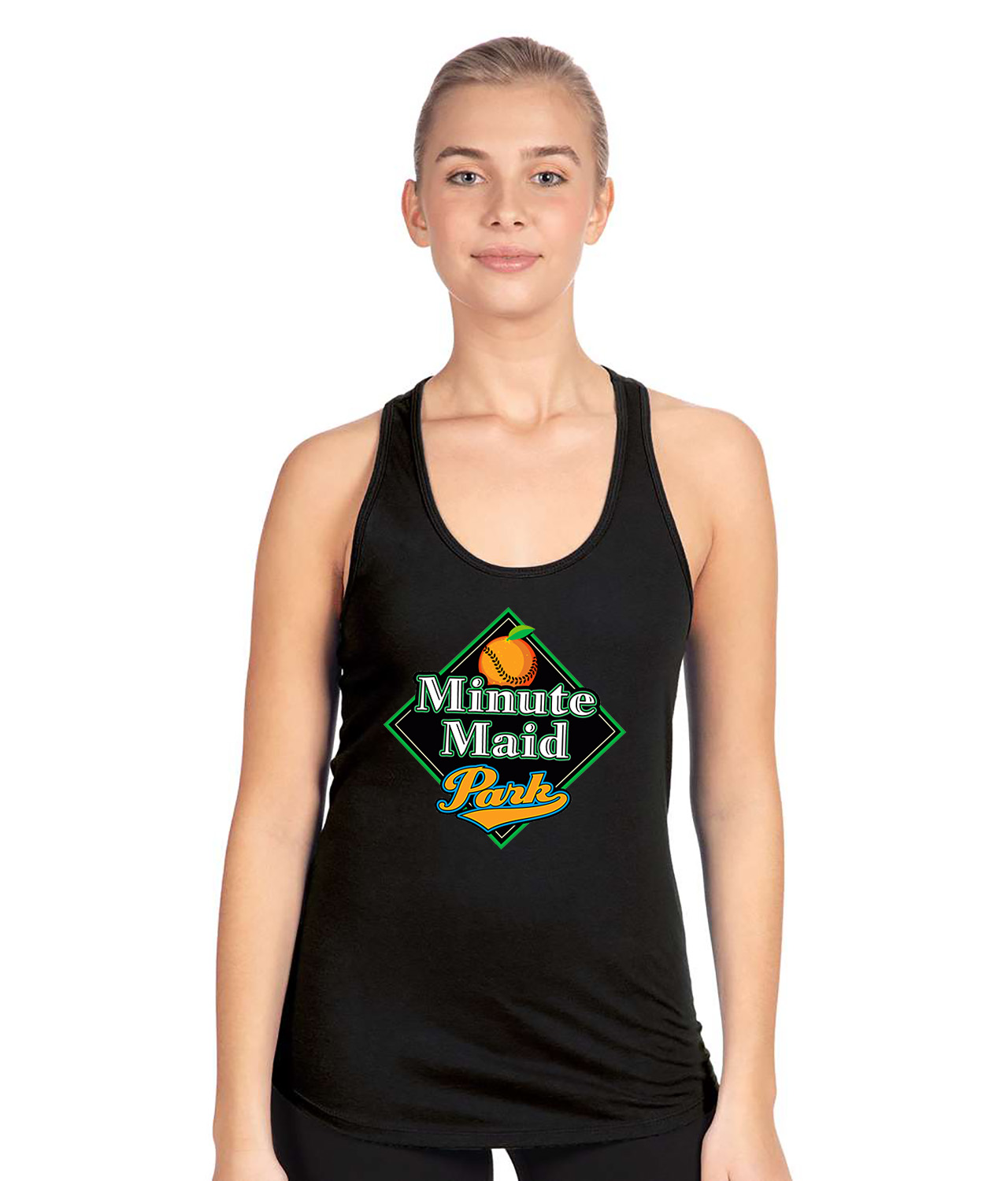 Houston Astros Minute Maid Park - Houston, TX Baseball Logo Symbol Emblem Customized Design on Women's Racerback Tank Top