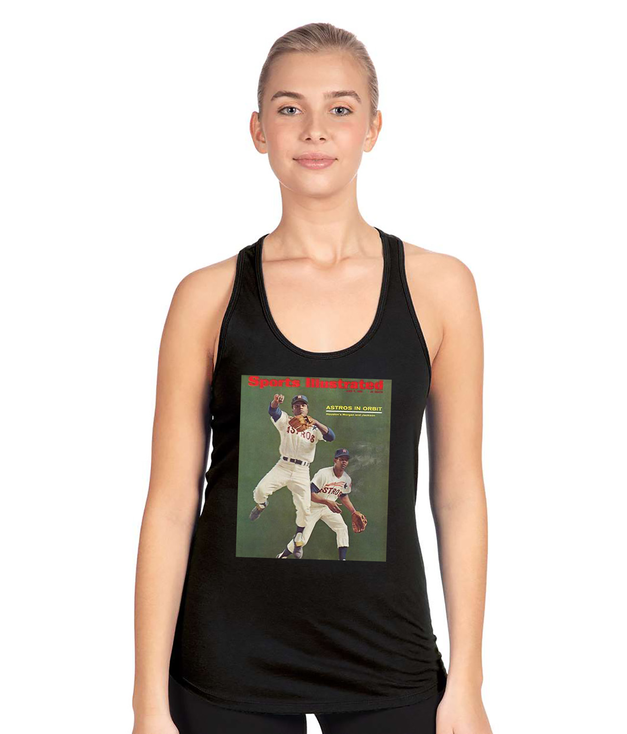 1966 Houston Astros Photo Astros In Orbit Baseball Logo Symbol Emblem Customized Design on Women's Racerback Tank Top