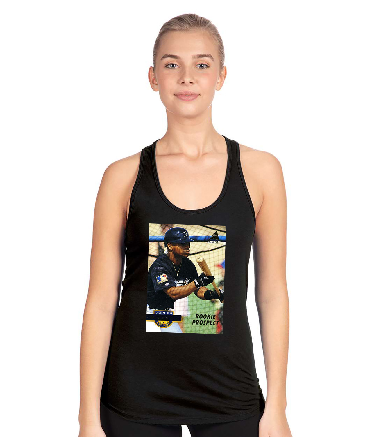 1994 Rookie Prospect Houston Astros Photo Baseball Logo Symbol Emblem Customized Design on Women's Racerback Tank Top