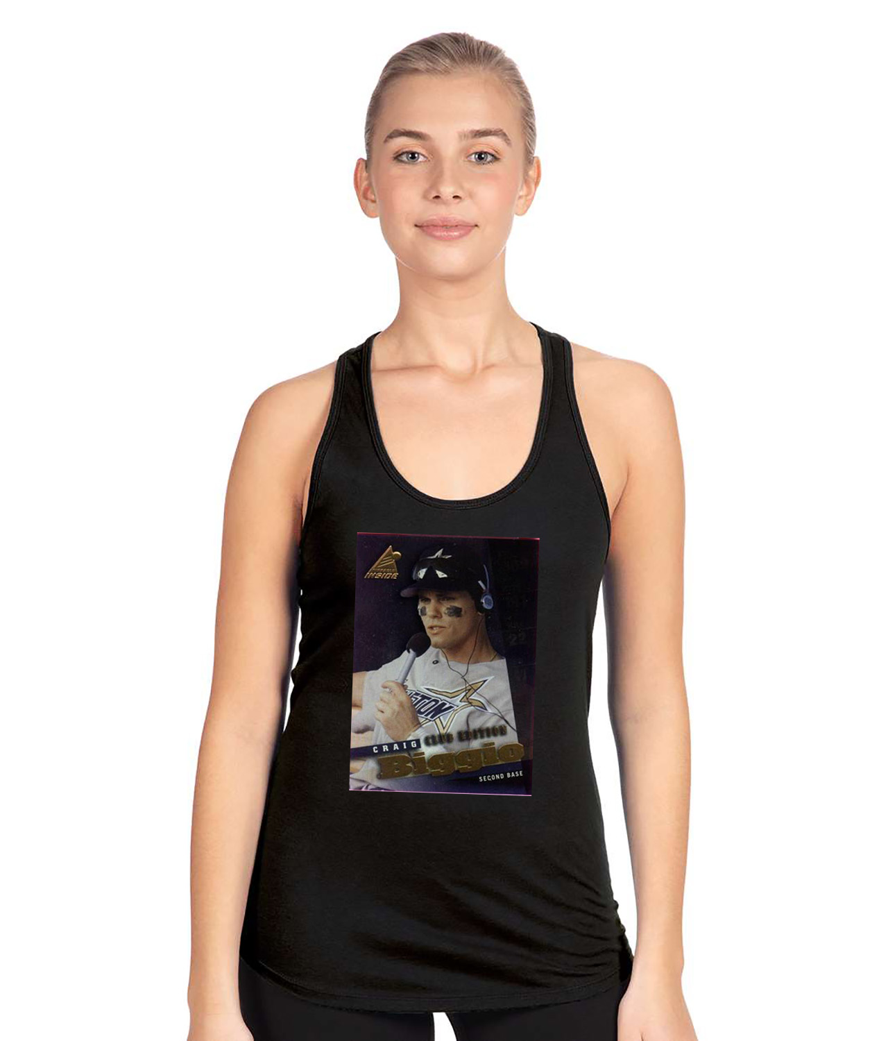 1997 Craig Biggio Houston Astros Photo Baseball Logo Symbol Emblem Customized Design on Women's Racerback Tank Top