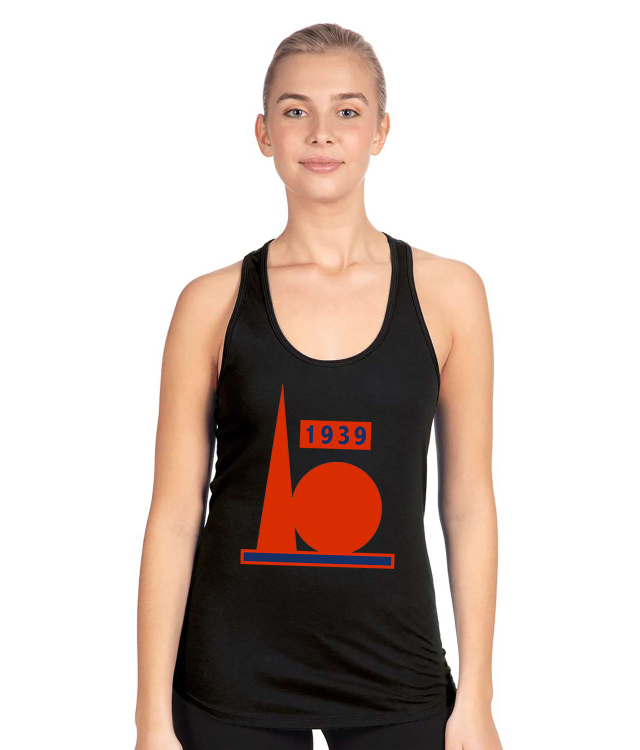 New York Yankees 1939 World's Fair Baseball Logo Symbol Emblem Customized Design on Women's Racerback Tank Top