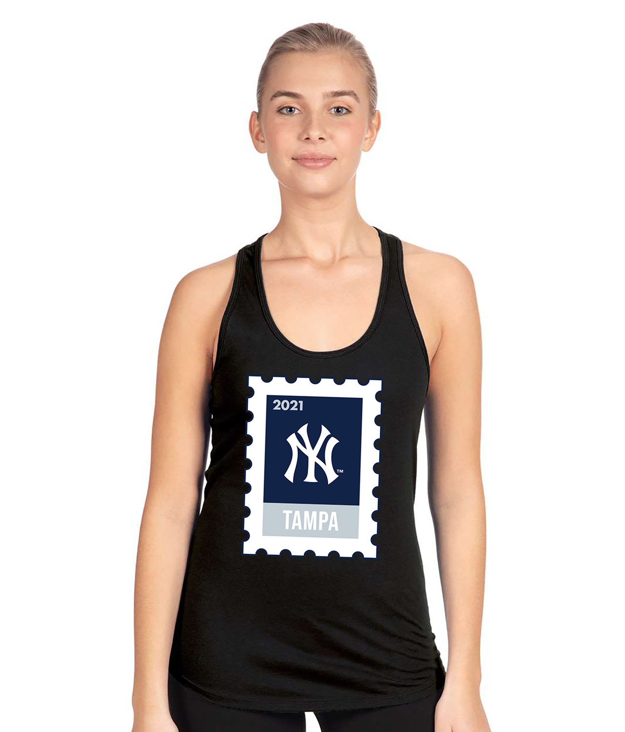 The New York Yankees 2021 Spring Training Baseball Logo Symbol Emblem Customized Design on Women's Racerback Tank Top
