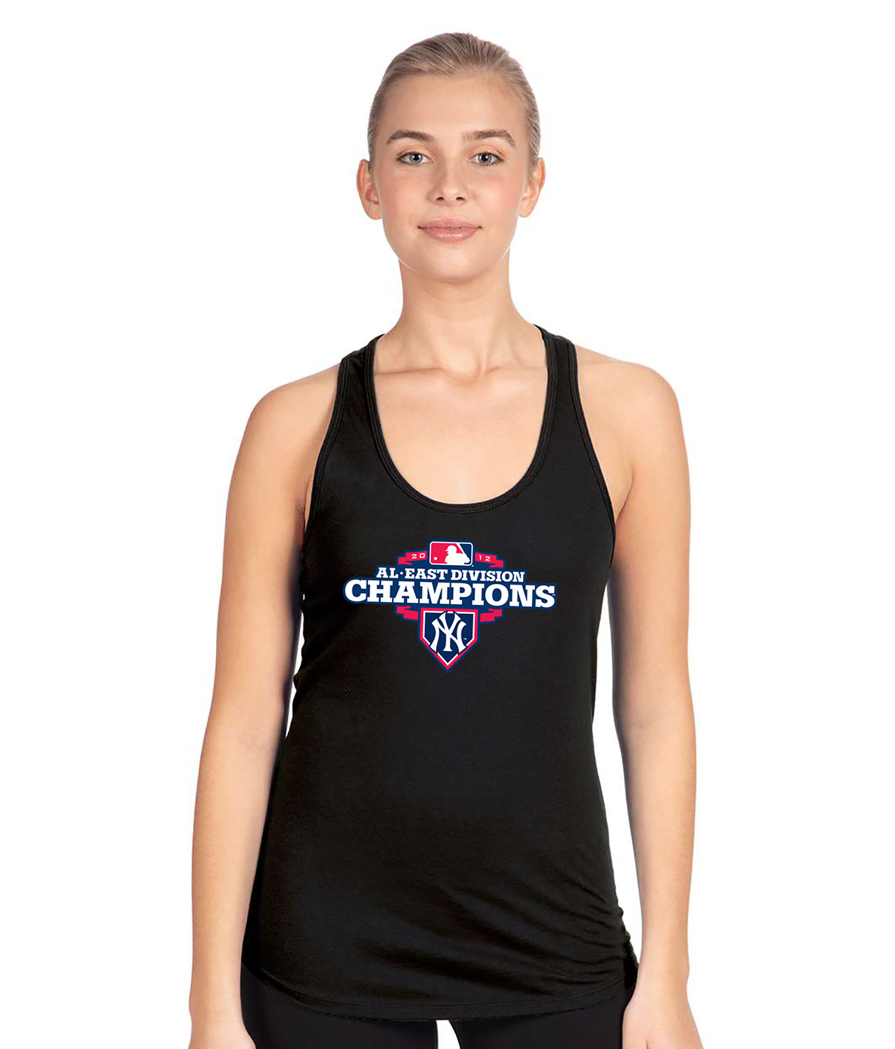 New York Yankees 2012 American League East Division Champions Baseball Logo Symbol Emblem Customized Design on Women's Racerback Tank Top