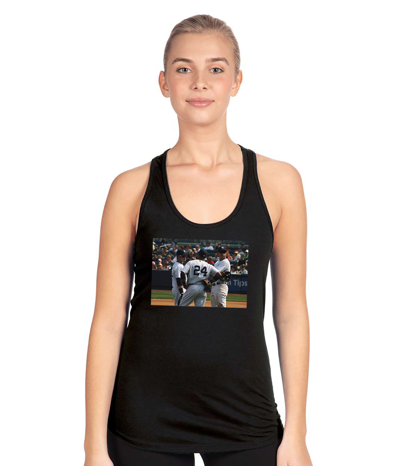 2011 24 New York Yankees Photo Baseball Logo Symbol Emblem Customized Design on Women's Racerback Tank Top