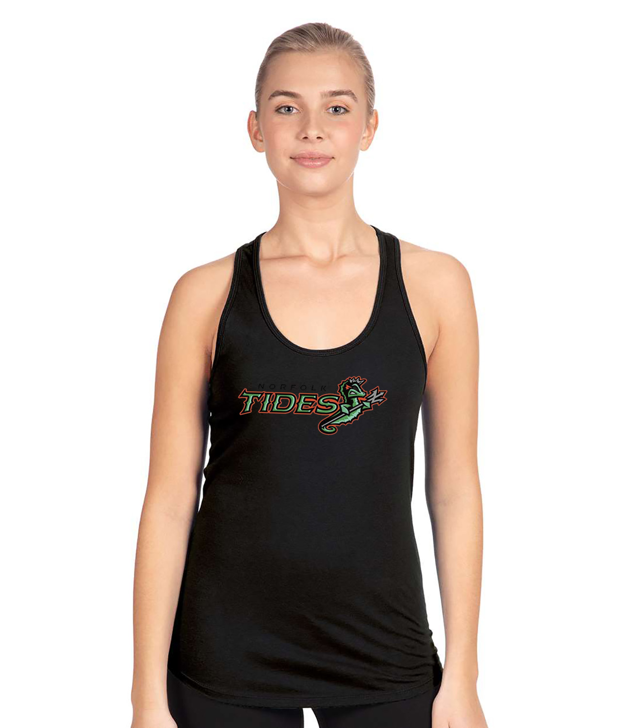 Norfolk Tides Baseball Logo Symbol Emblem Customized Design on Women's Racerback Tank Top