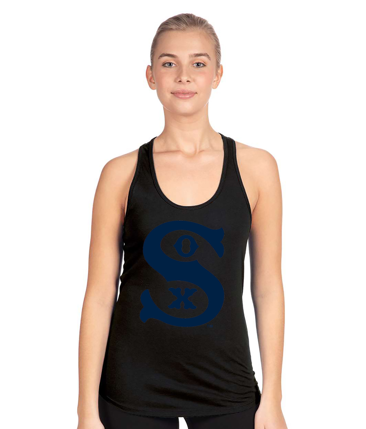 Chicago White Stockings Primary 1936 Baseball Logo Symbol Emblem Customized Design on Women's Racerback Tank Top