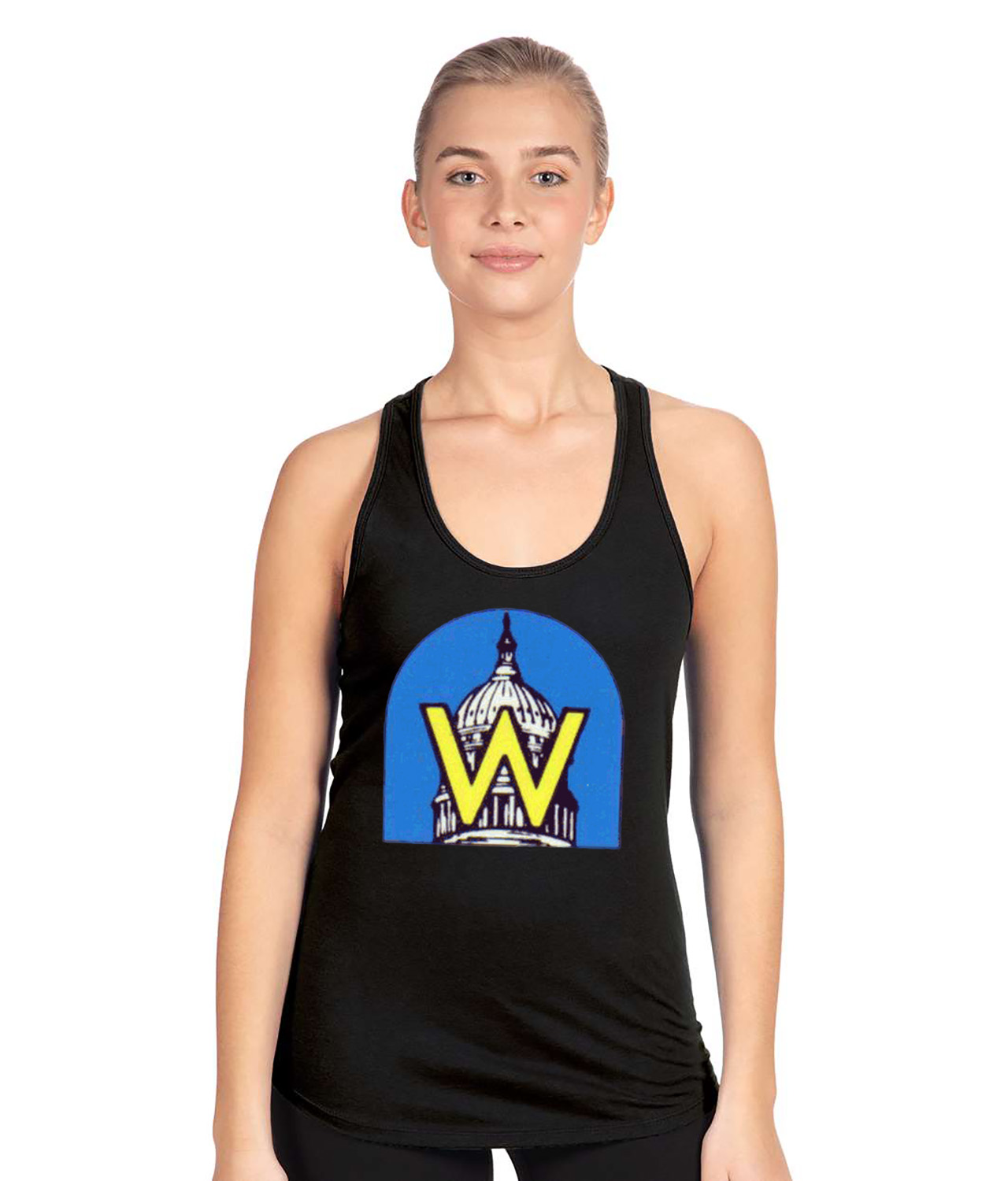 Washington Nationals Capitol Dome Baseball Logo Symbol Emblem Customized Design on Women's Racerback Tank Top