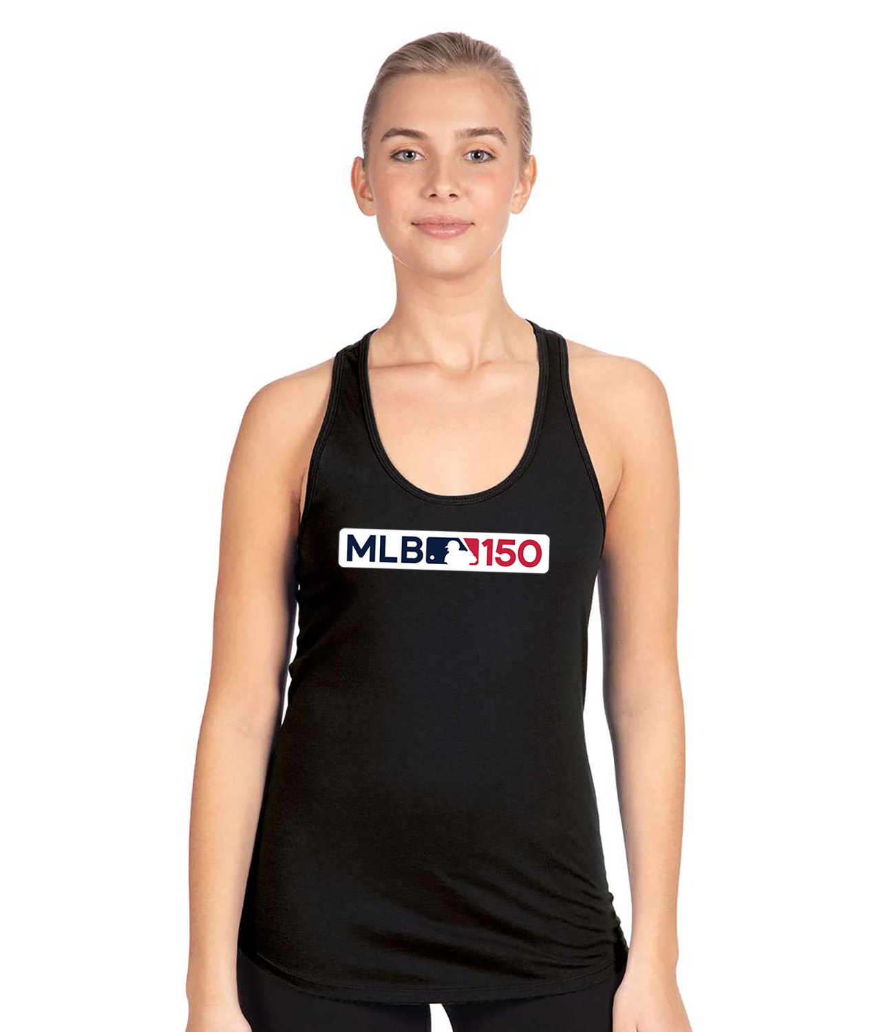 Major League Baseball 150th MLB 150 Anniversary Logo Symbol Emblem Customized Design on Women's Racerback Tank Top