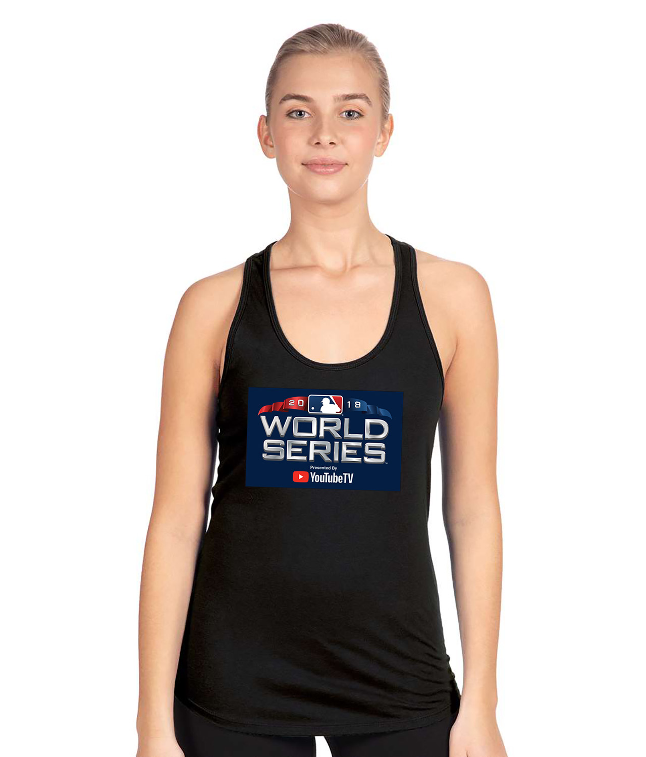 2018 MLB World Series Presented By YouTube TV Baseball Logo Symbol Emblem Customized Design on Women's Racerback Tank Top
