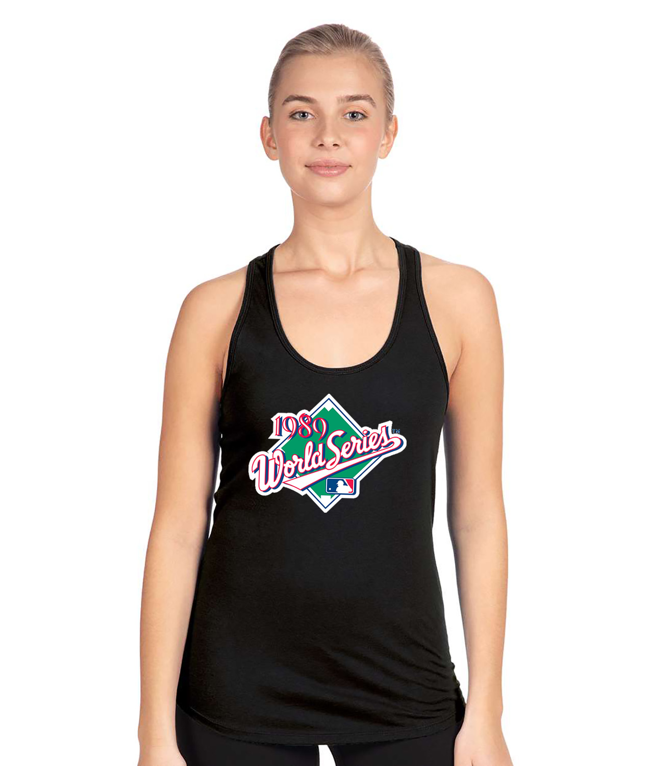 1989 MLB World Series Alternate Baseball Logo Symbol Emblem Customized Design on Women's Racerback Tank Top