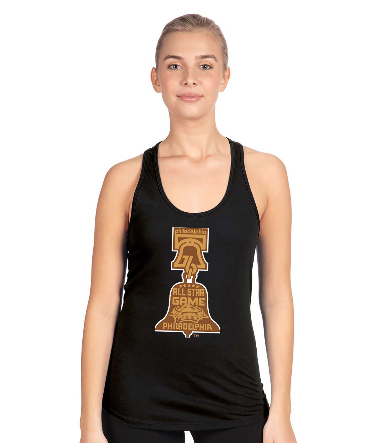 1976 MLB All-Star Game At Veterans Stadium Philadelphia Pennsylvania Baseball Logo Symbol Emblem Customized Design on Women's Racerback Tank Top