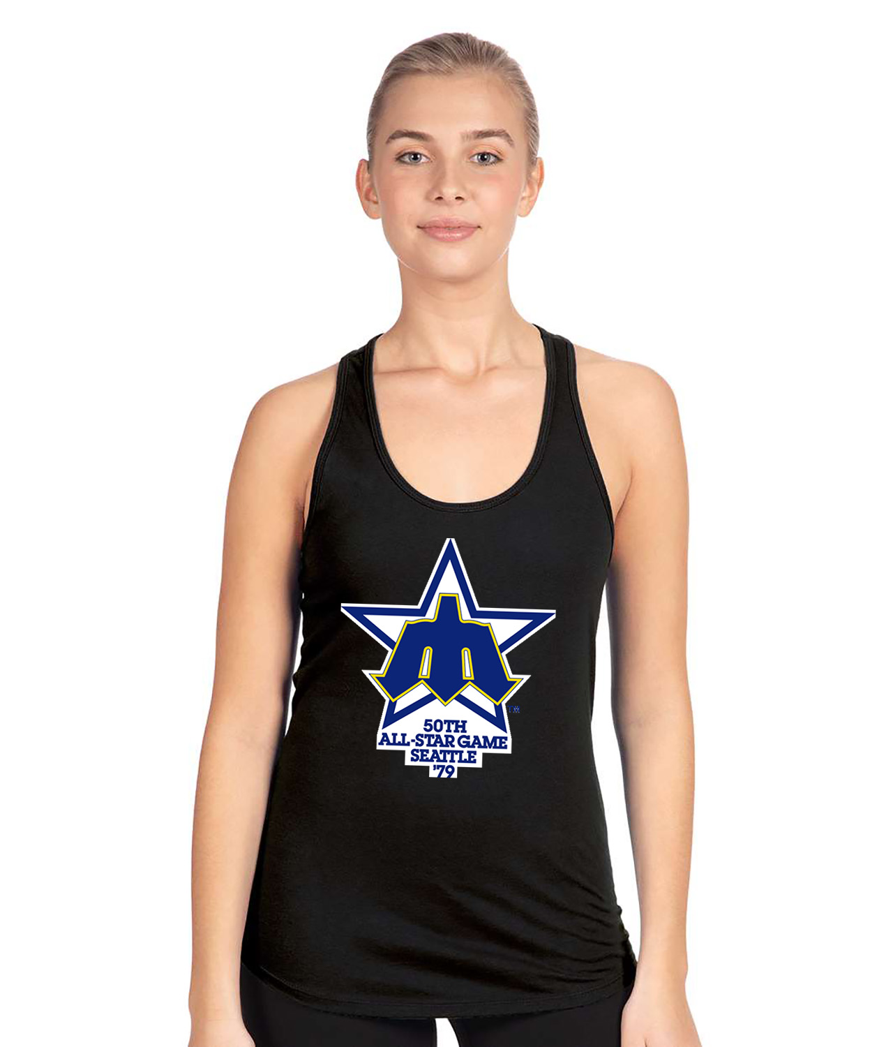 1979 MLB All-Star Game The Kingdome Seattle Washington Baseball Logo Symbol Emblem Customized Design on Women's Racerback Tank Top