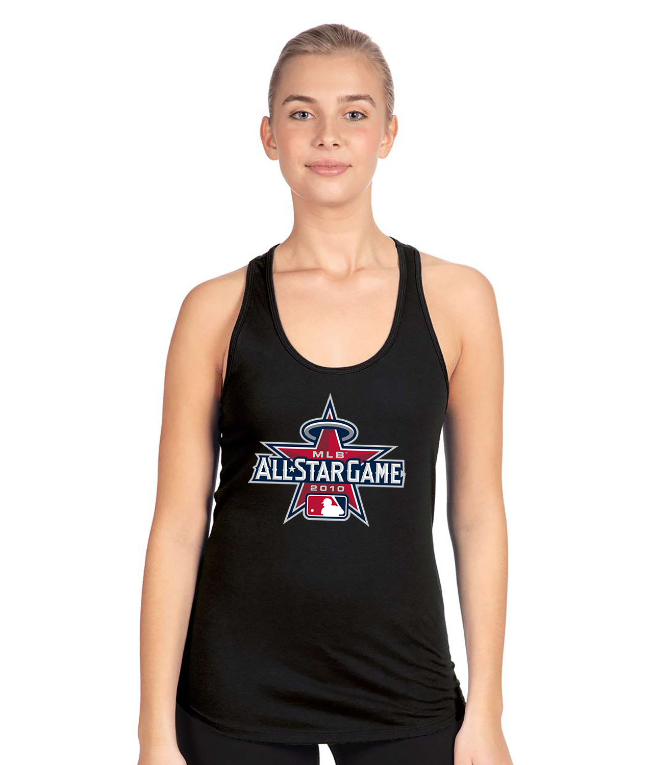 2010 MLB All-Star Game Angel Stadium Anaheim California Baseball Logo Symbol Emblem Customized Design on Women's Racerback Tank Top