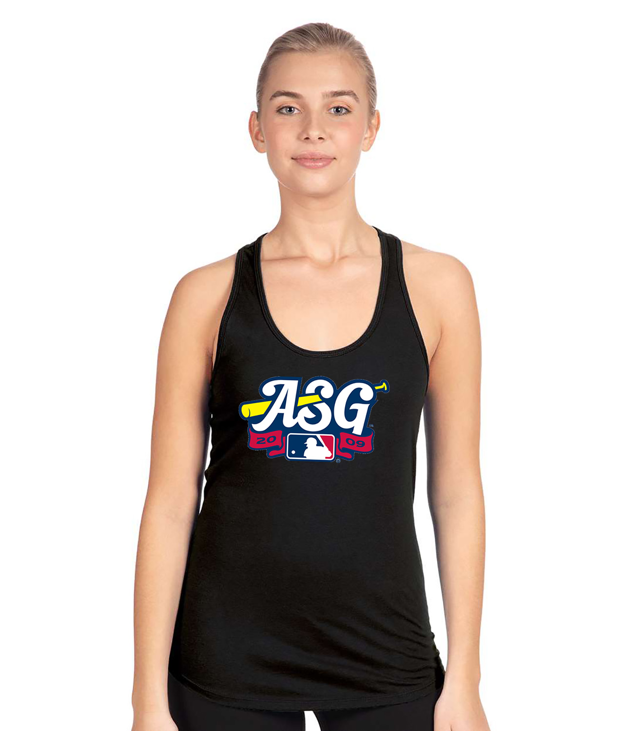 ASG 2009 MLB All-Star Game Busch Stadium St. Louis Missouri Baseball Logo Symbol Emblem Customized Design on Women's Racerback Tank Top
