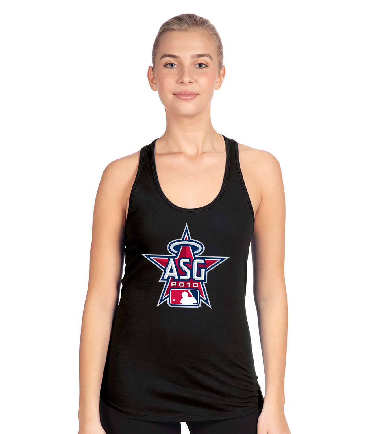 2010 ASG MLB All-Star Game At Angel Stadium Anaheim California Baseball Logo Symbol Emblem Customized Design on Women's Racerback Tank Top