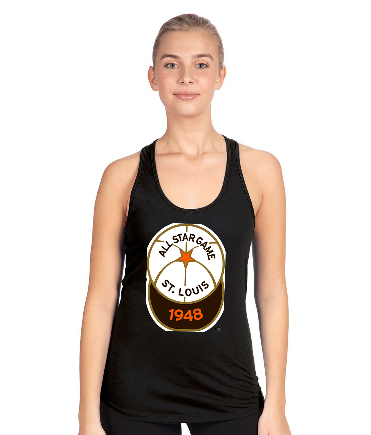 1948 MLB All-Star Game Sportsman's Park St. Louis Missouri Baseball Logo Symbol Emblem Customized Design on Women's Racerback Tank Top