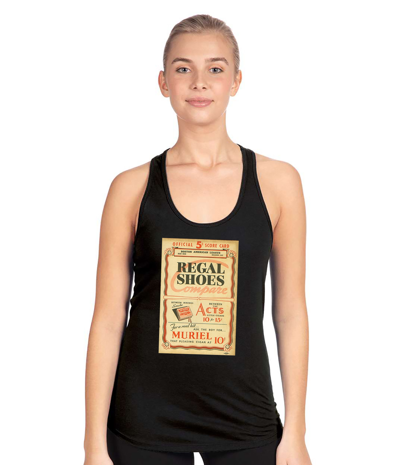 Boston Red Sox Program 1937 Baseball Logo Symbol Emblem Customized Design on Women's Racerback Tank Top