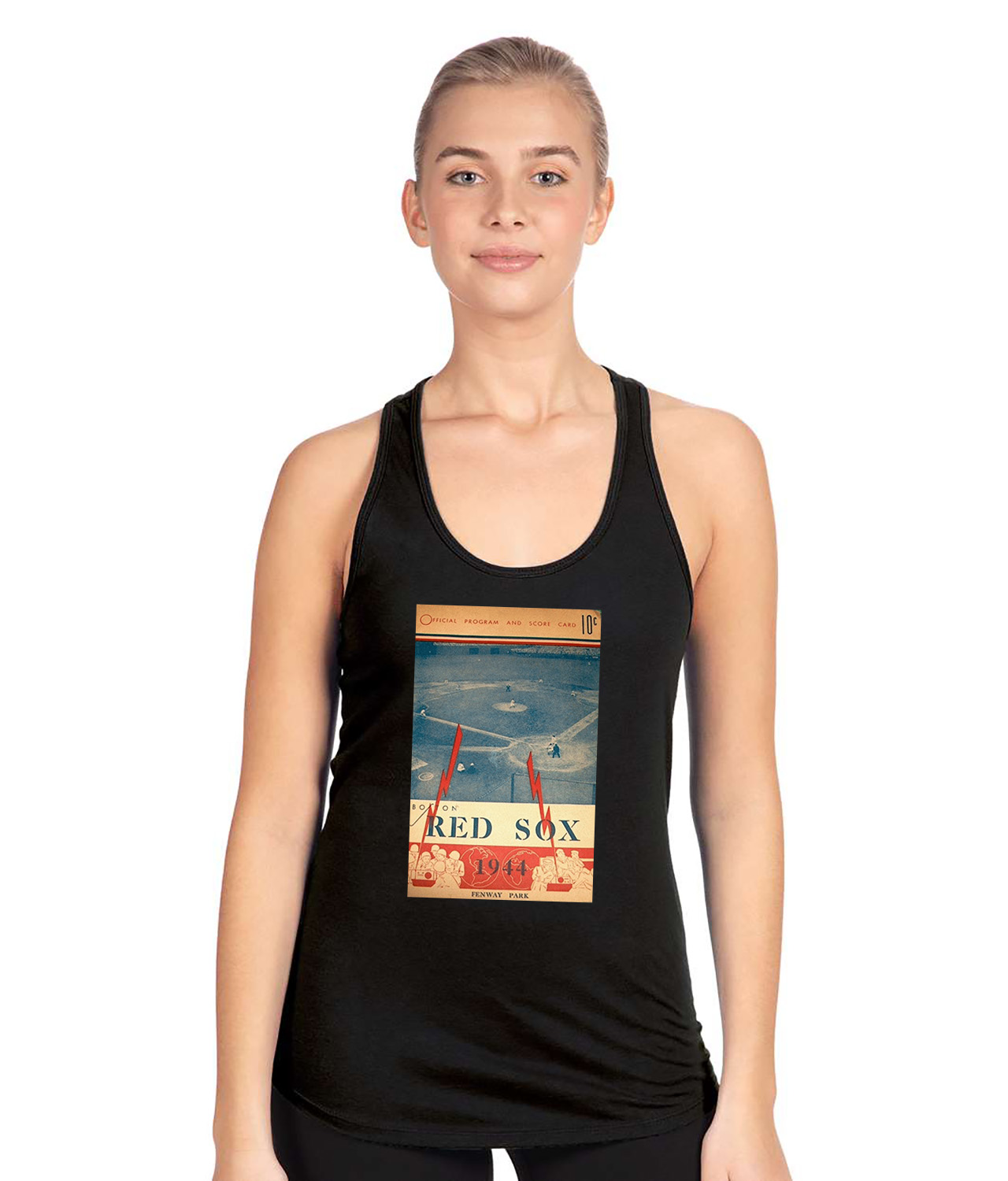 Boston Red Sox Program 1944 Baseball Logo Symbol Emblem Customized Design on Women's Racerback Tank Top