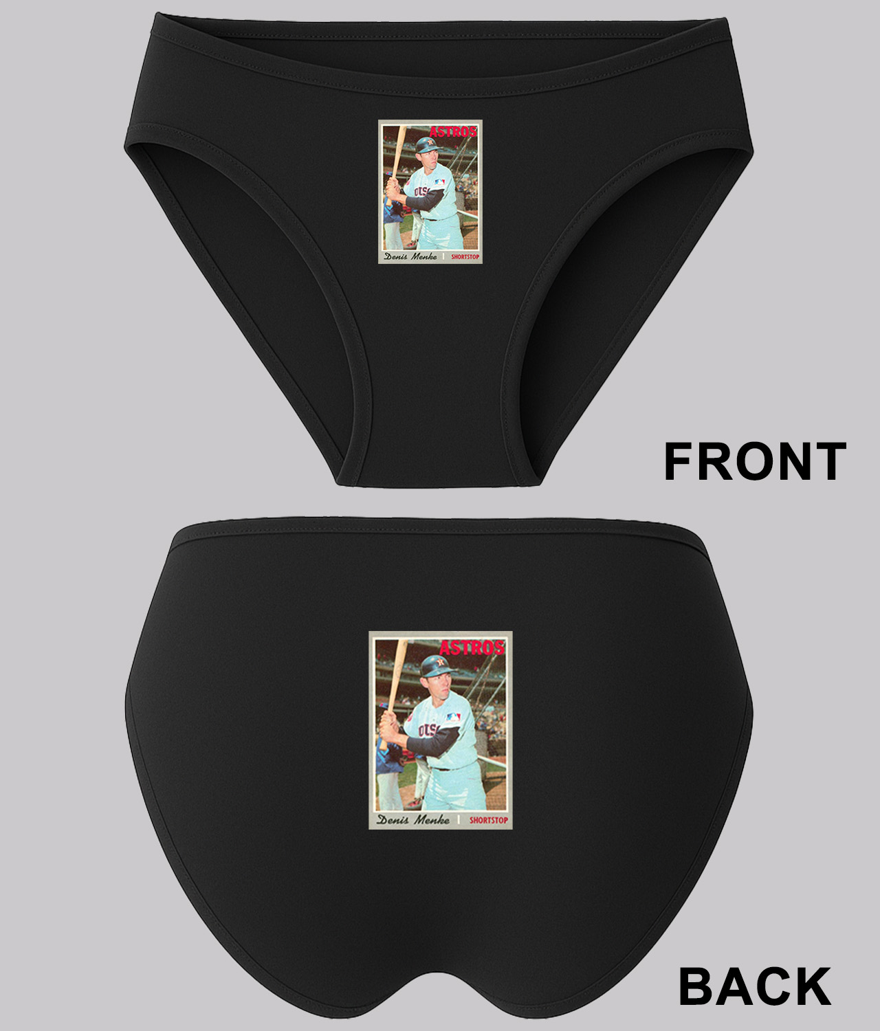 1969 Denis Menke Houston Astros Photo Baseball Logo Symbol Emblem Customized Design on Women's Bikini Brief Underwear