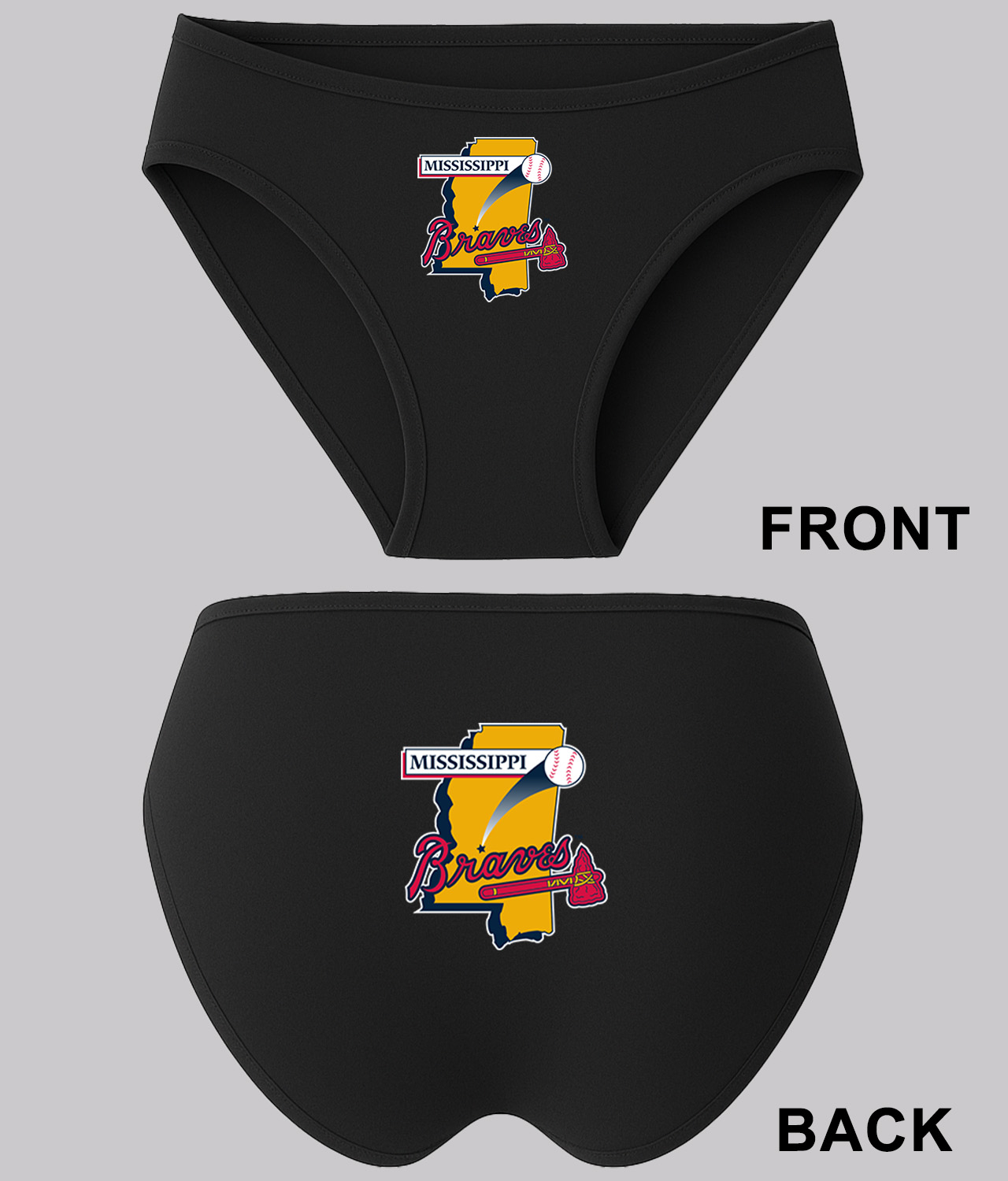 Mississippi Braves Baseball Logo Symbol Emblem Customized Design on Women's Bikini Brief Underwear