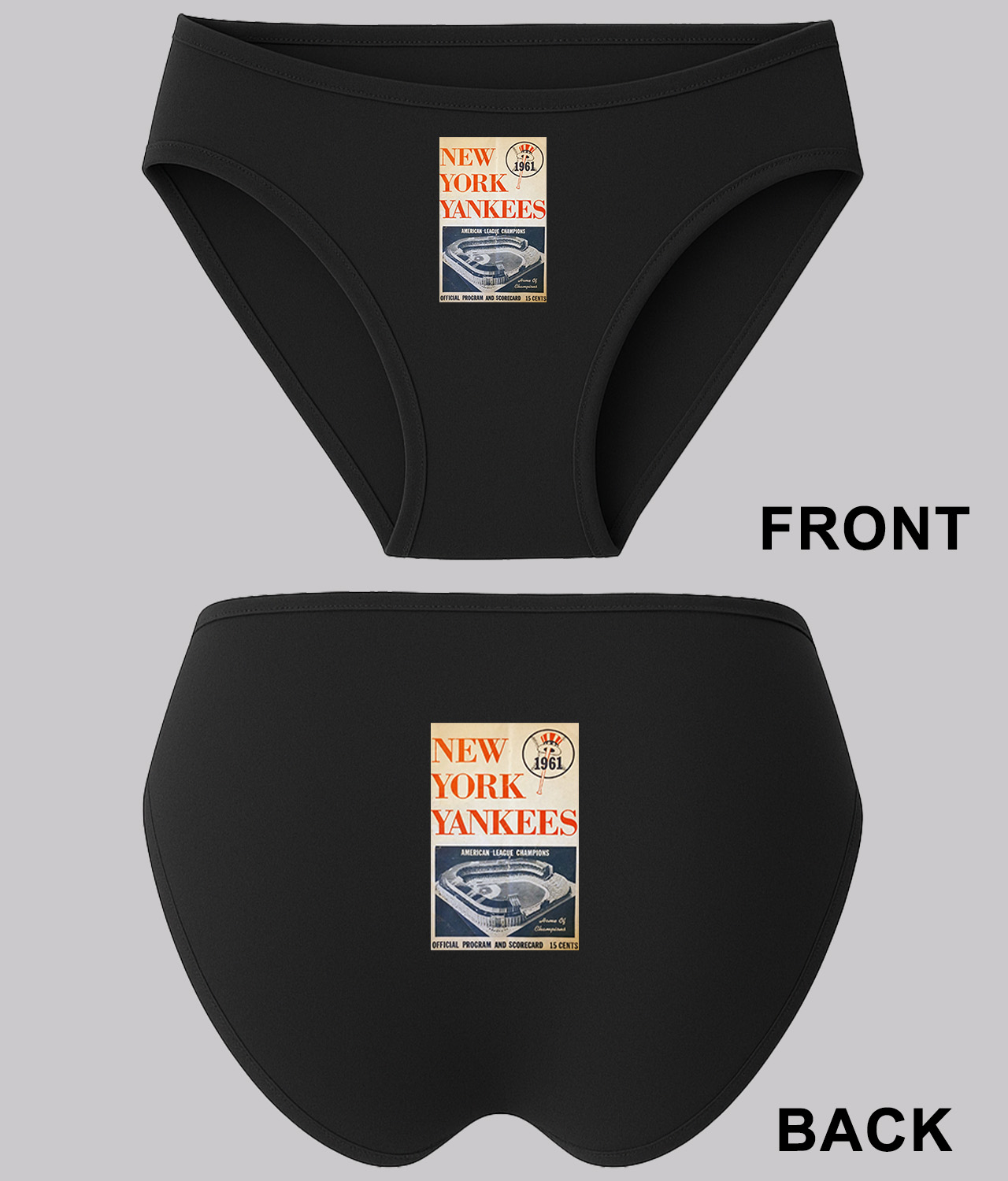New York Yankees Program 1961 Baseball Logo Symbol Emblem Customized Design on Women's Bikini Brief Underwear