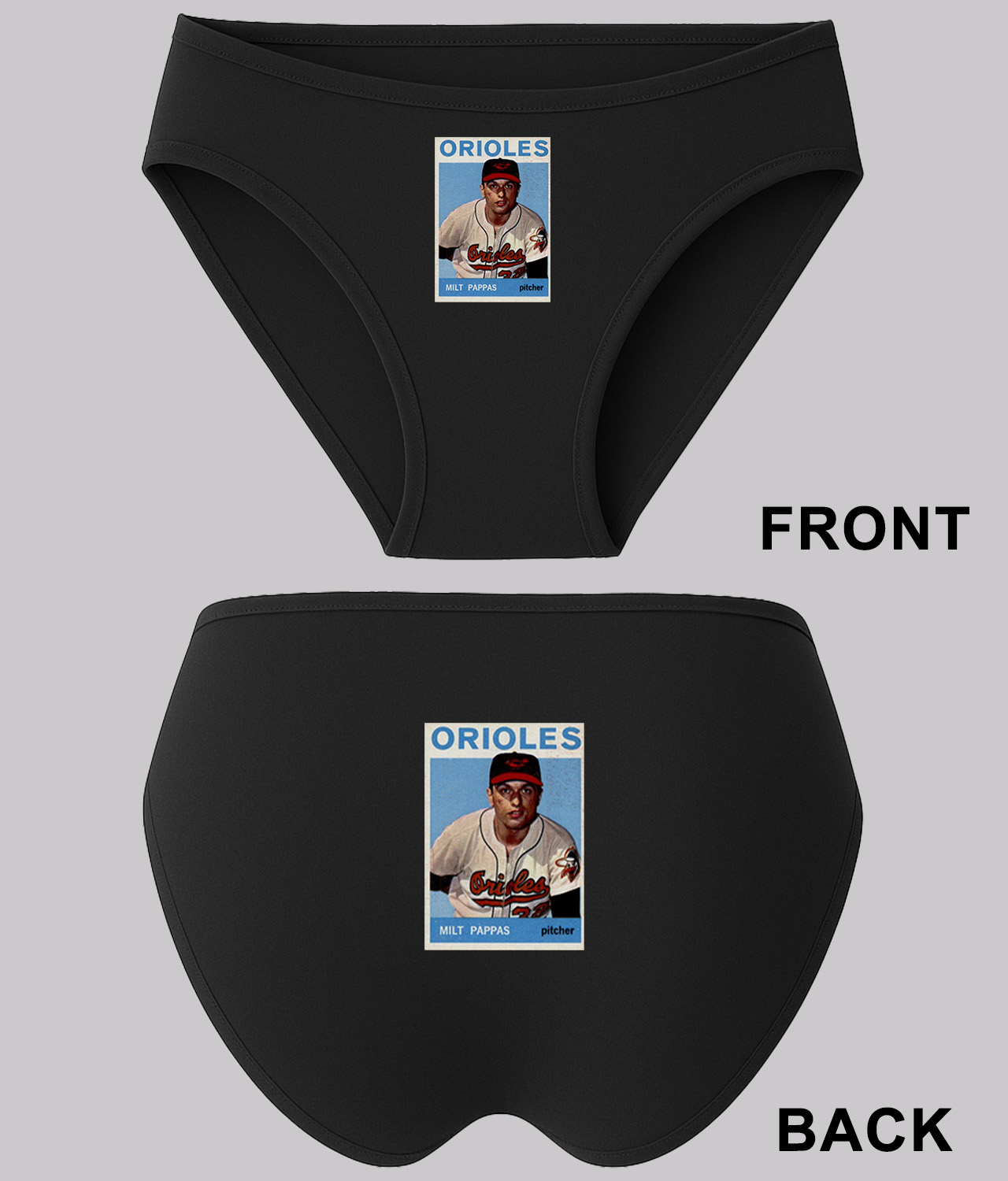 1964 Baltimore Orioles Milt Pappas Pitcher Photo Baseball Logo Symbol Emblem Customized Design on Women's Bikini Brief Underwear