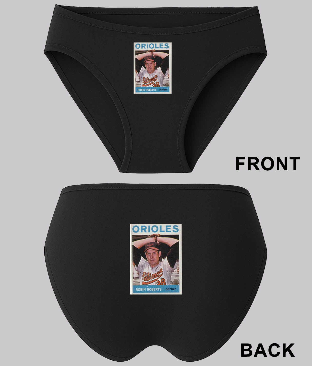 1964 Baltimore Orioles Robin Roberts Photo Baseball Logo Symbol Emblem Customized Design on Women's Bikini Brief Underwear