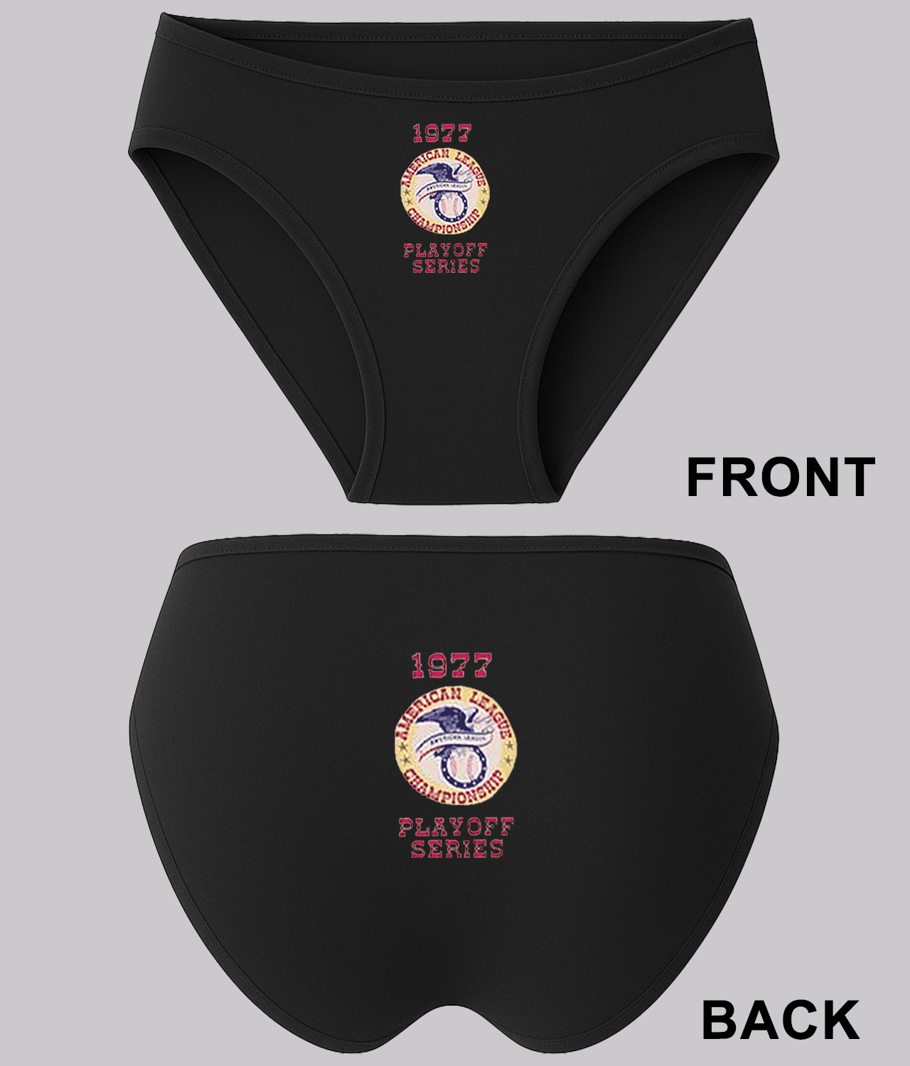 1977 American League Championship Playoff Series ALCS Baseball Logo Symbol Emblem Customized Design on Women's Bikini Brief Underwear