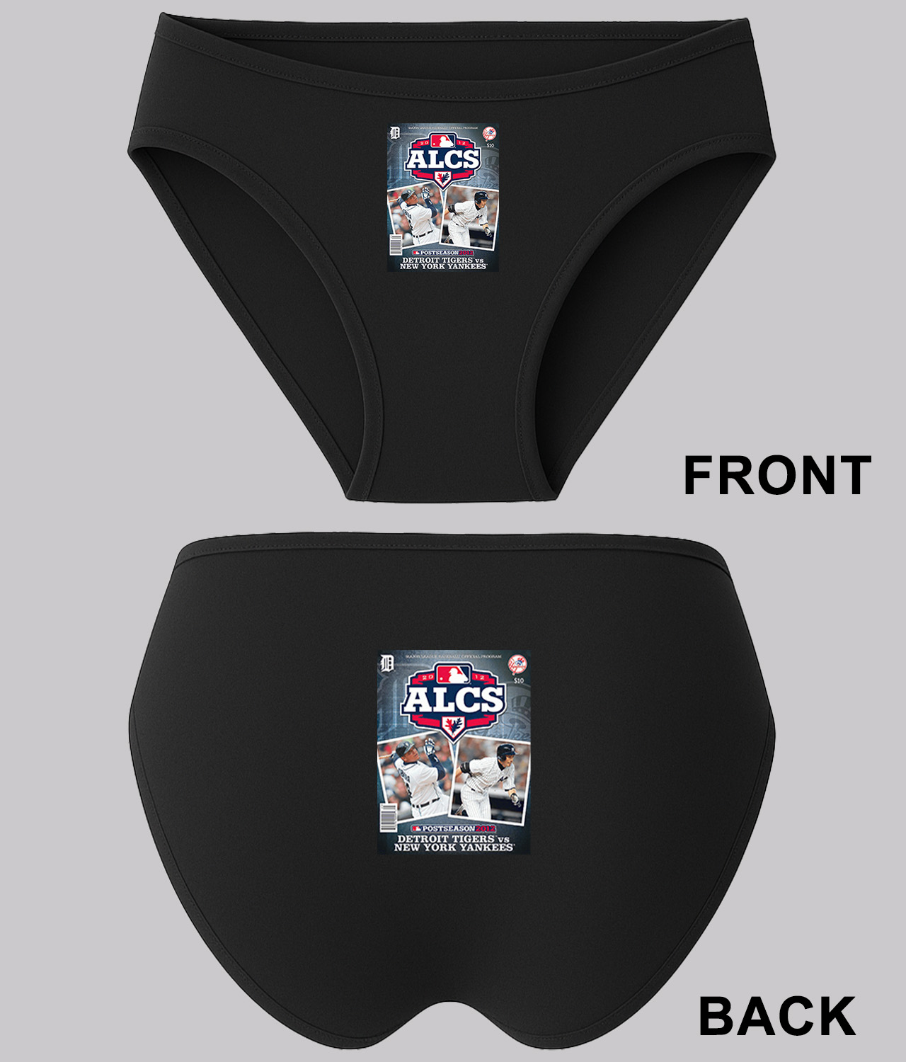 2012 ALCS Program - New York Yankees vs Detroit Tigers Baseball Logo Symbol Emblem Customized Design on Women's Bikini Brief Underwear