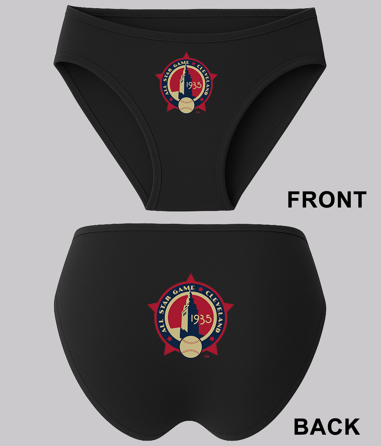 1935 MLB All-Star Game Municipal Stadium Cleveland Ohio Baseball Logo Symbol Emblem Customized Design on Women's Bikini Brief Underwear