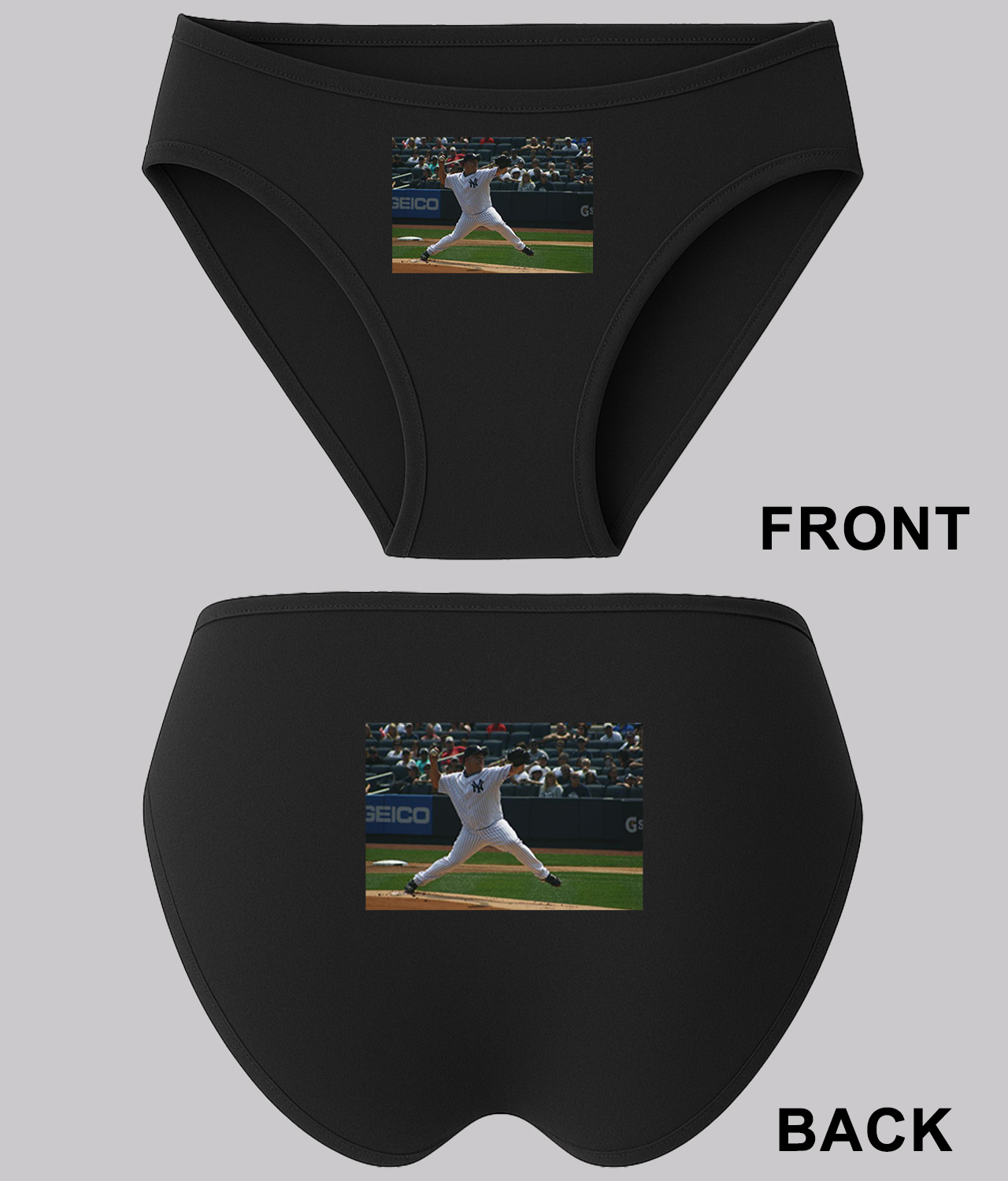 2011 Pitcher New York Yankees Photo Baseball Logo Symbol Emblem Customized Design on Women's Plus Size Bikini Brief Underwear