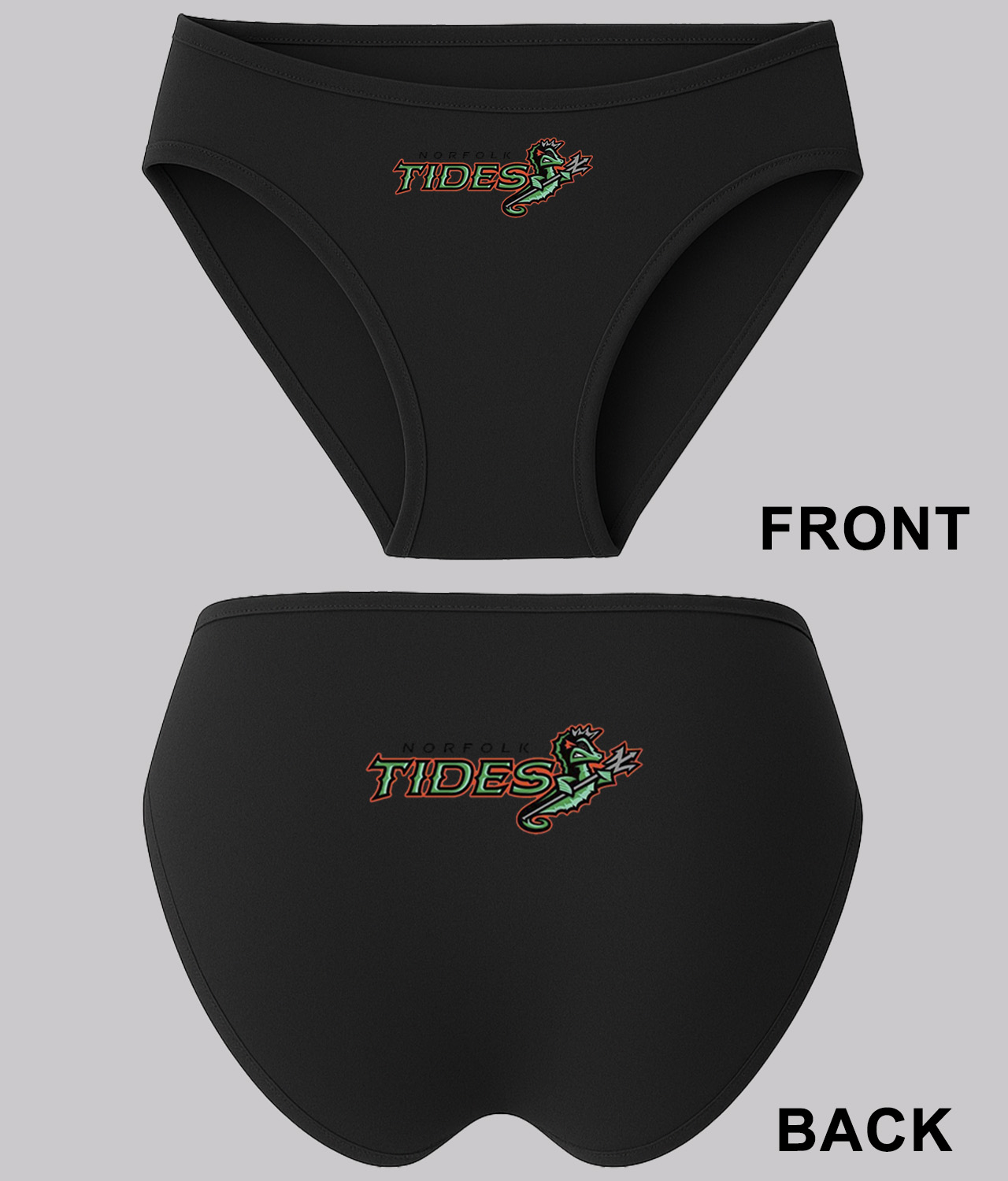 Norfolk Tides Baseball Logo Symbol Emblem Customized Design on Women's Plus Size Bikini Brief Underwear