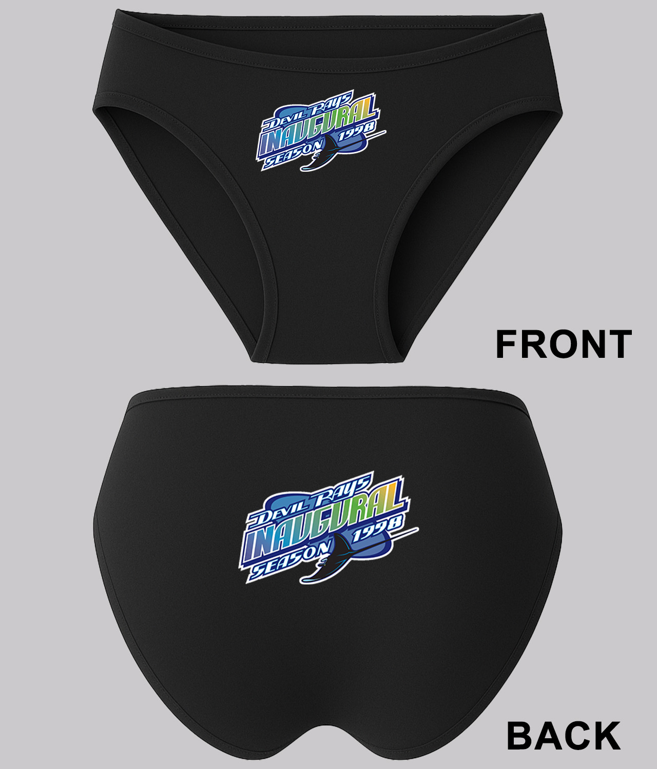 Tampa Bay Devil Rays Inaugural Season 1998 Baseball Logo Symbol Emblem Customized Design on Women's Plus Size Bikini Brief Underwear