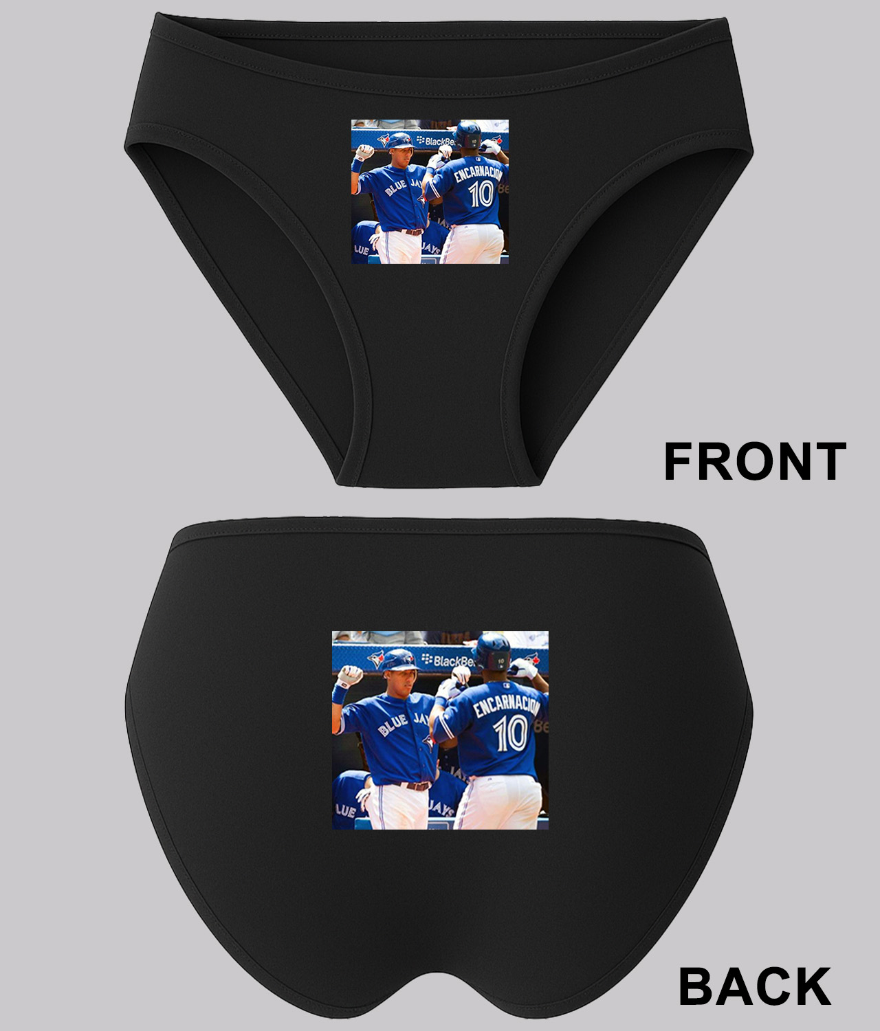 2012 Edwin Encarnacion & Yunel Escobar Toronto Blue Jays Photo Baseball Logo Emblem Customized Design on Women's Plus Size Bikini Brief Underwear