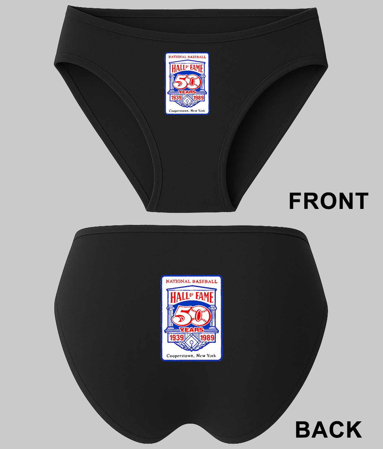 Major League Baseball 50th Anniversary Of The Baseball Hall Of Fame Logo Symbol Emblem Customized Design on Women's Plus Size Bikini Brief Underwear