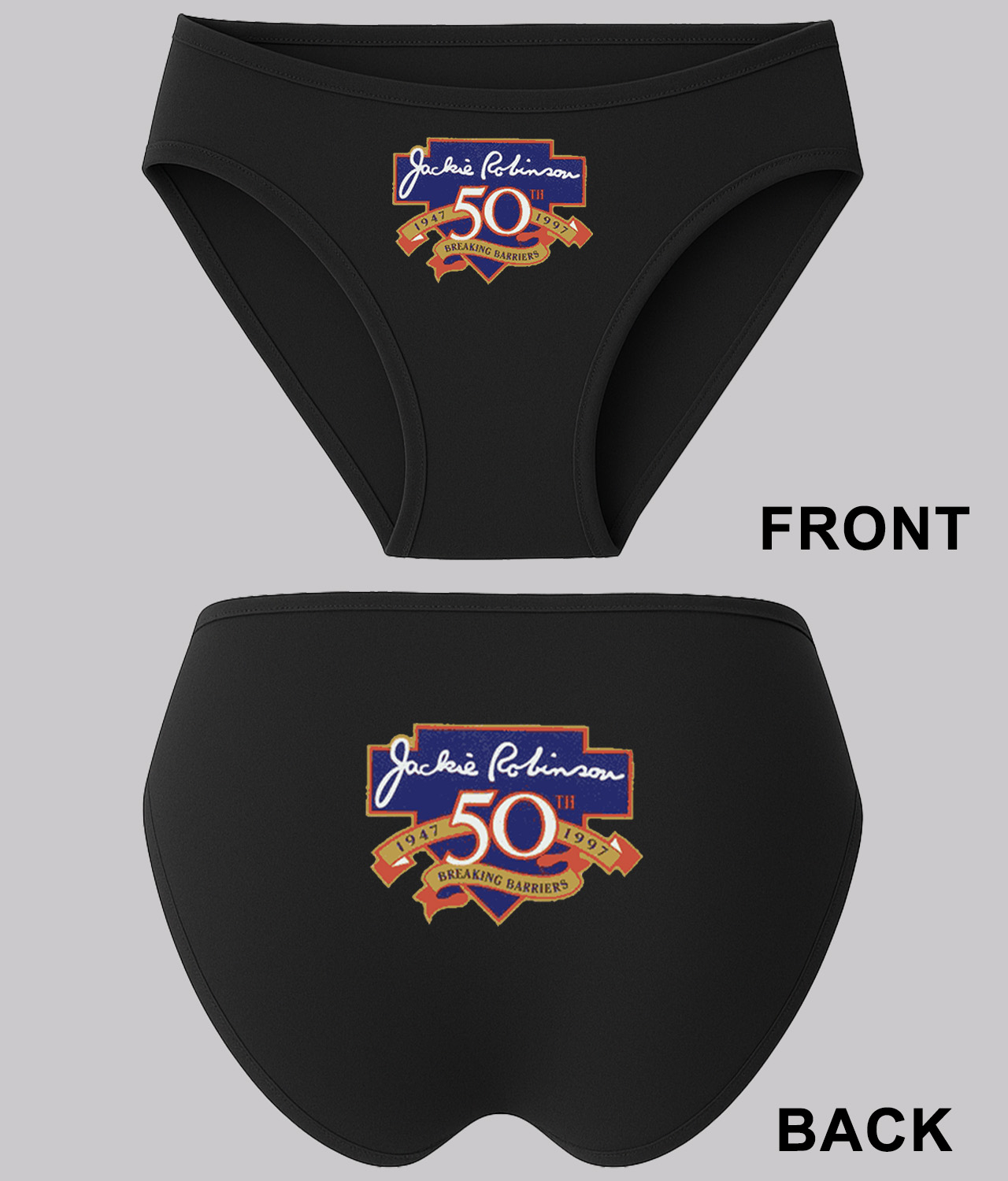 Major League Baseball 50th Anniversary Of The Jackie Robinson's Debut Logo Emblem Customized Design on Women's Plus Size Bikini Brief Underwear