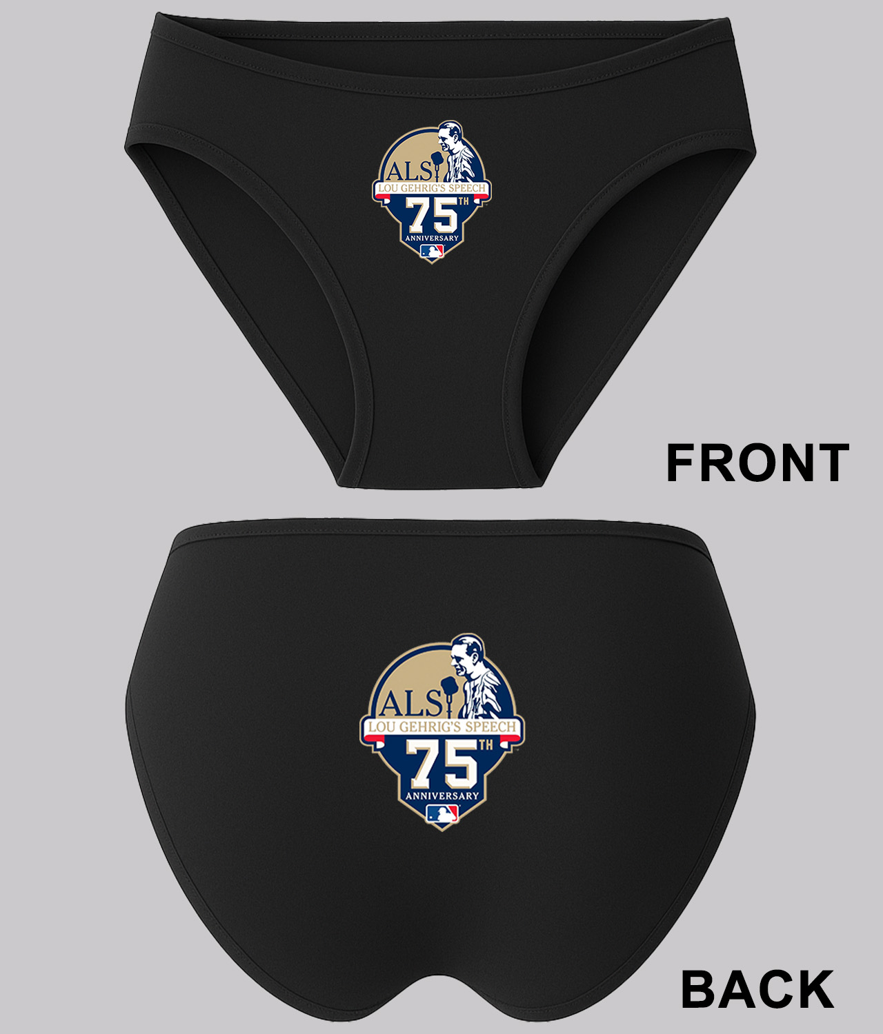 Major League Baseball Lou Gehrig Speech 75th Anniversary Logo Symbol Emblem Customized Design on Women's Plus Size Bikini Brief Underwear