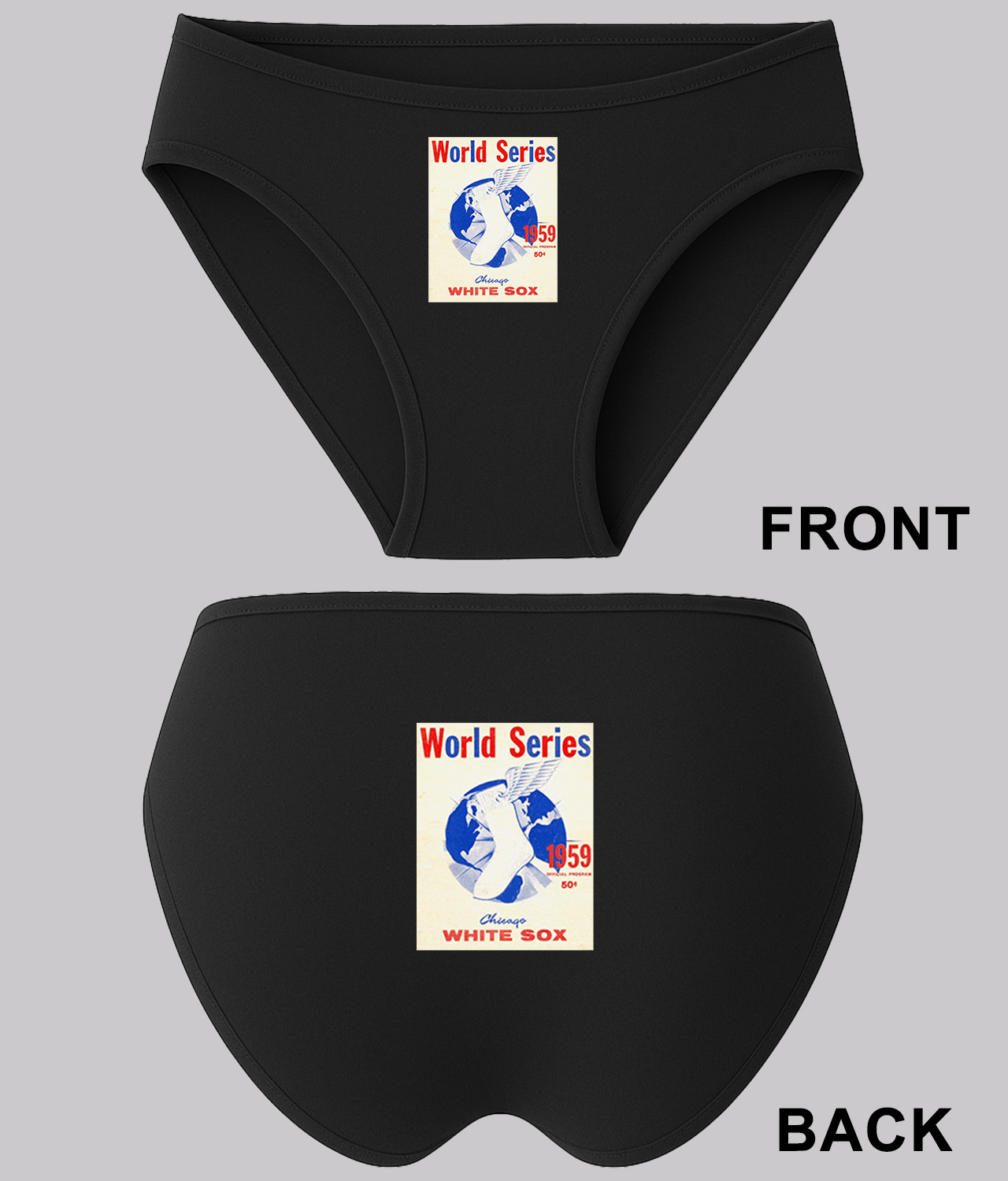 MLB World Series Program 1959 Chicago White Sox vs. Los Angeles Dodgers Baseball Logo Customized Design on Women's Plus Size Bikini Brief Underwear