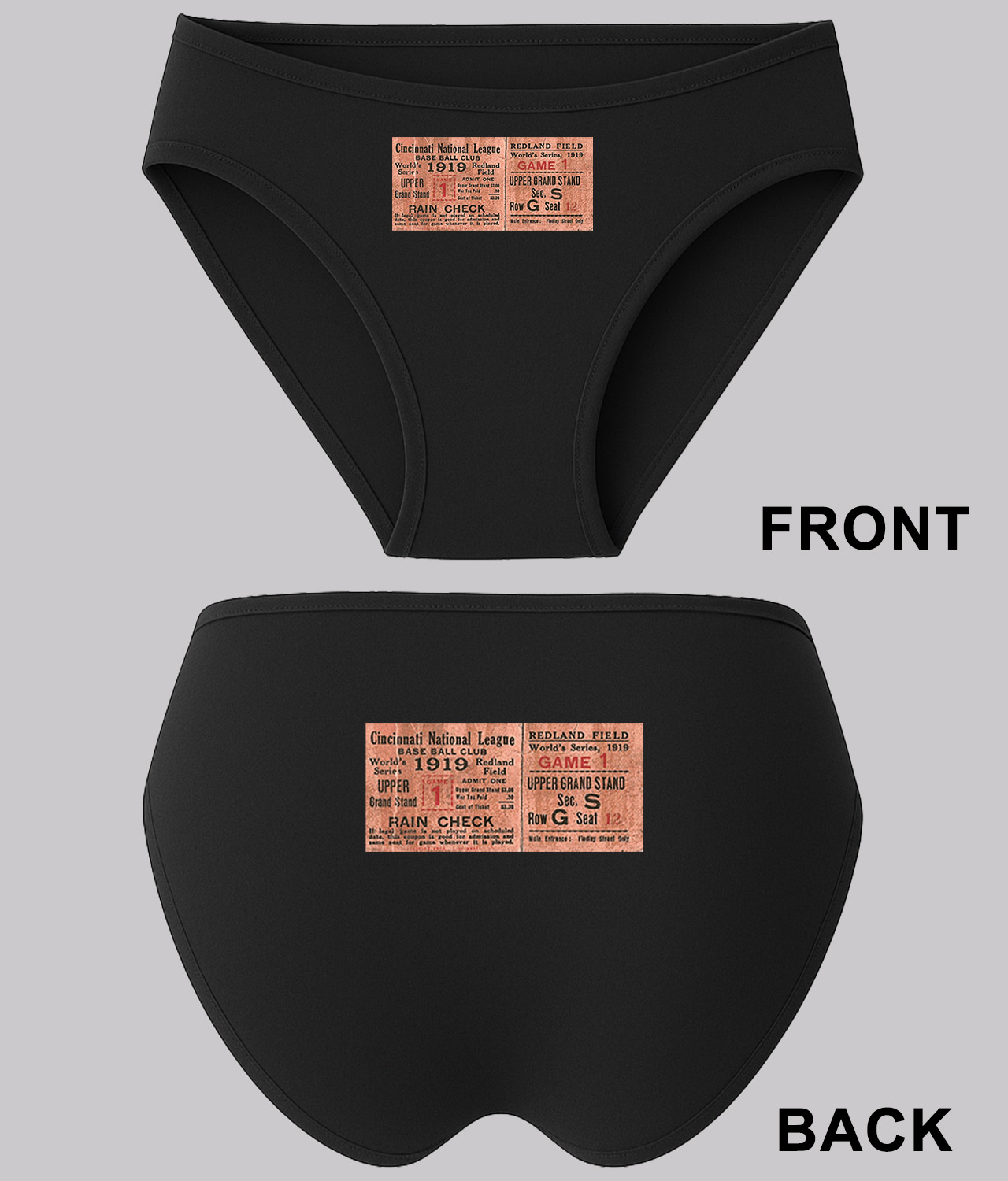 MLB World Series Ticket Stub Game 1 - Chicago White Sox Cincinnati Reds Baseball Logo Customized Design on Women's Plus Size Bikini Brief Underwear