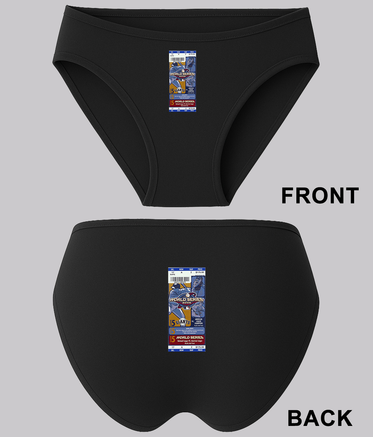2002 MLB World Series Ticket Stub Game 5 - Anaheim Angels At San Francisco Giants Baseball Custom Design on Women's Plus Size Bikini Brief Underwear
