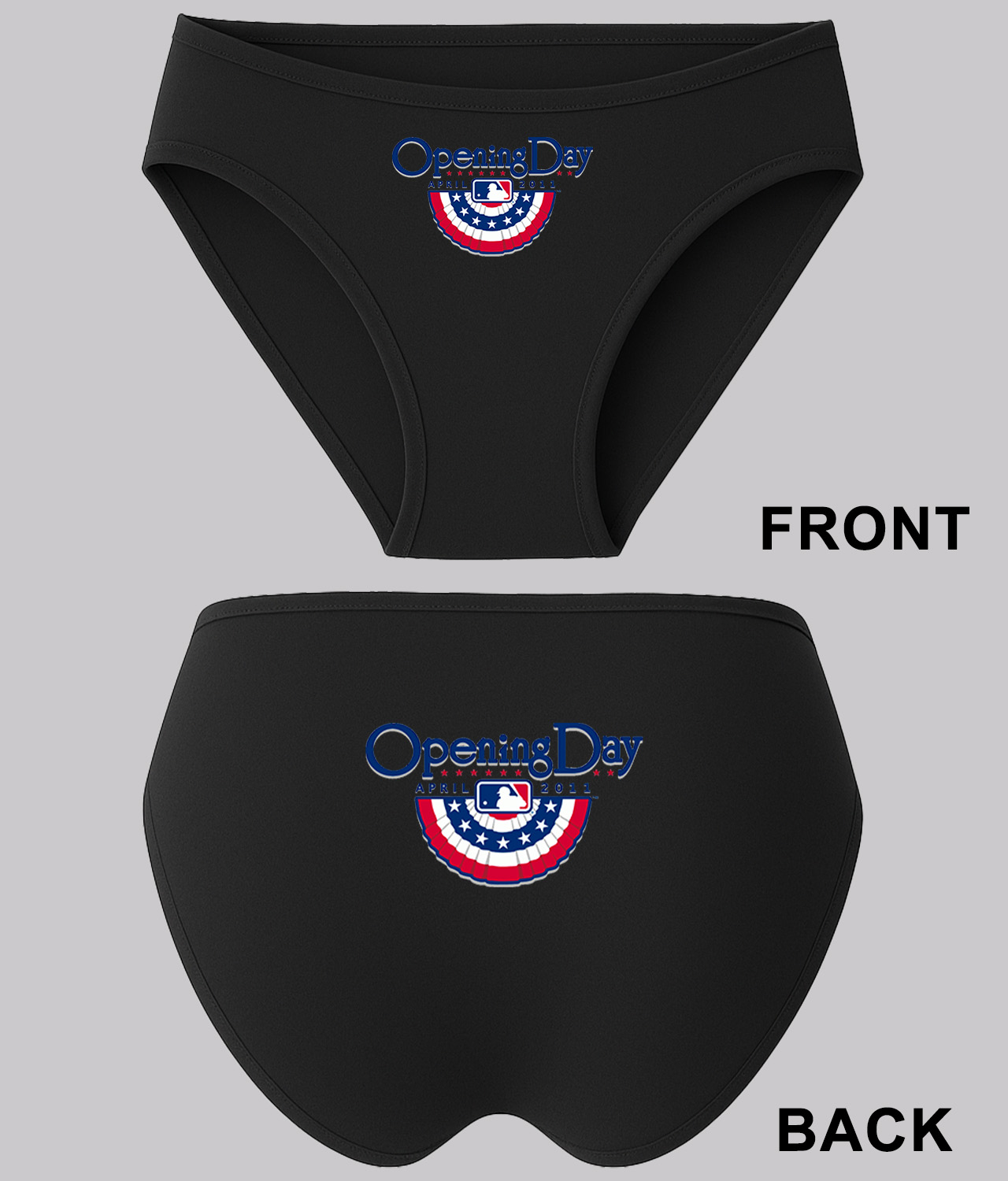 2011 MLB Opening Day Baseball Logo Symbol Emblem Customized Design on Women's Plus Size Bikini Brief Underwear